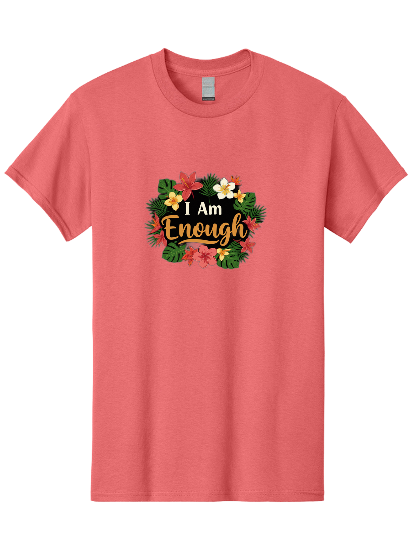 I-Am-Enough-6 Men'S Graphic Tee, 100% Cotton, Comfortable Casual Summer Wear, Machine Washable, Motivational Quote, Floral Wreath, Affirmation, Self-Love, Empowerment, Inspirational Quote, Positive Vibes, Tropical Flowers, Leaves Bae210 11