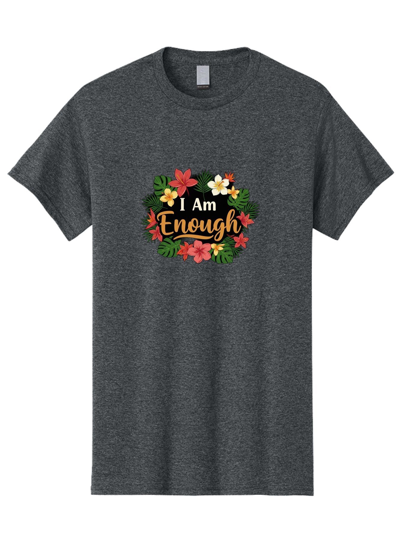 I-Am-Enough-6 Men'S Graphic Tee, 100% Cotton, Comfortable Casual Summer Wear, Machine Washable, Motivational Quote, Floral Wreath, Affirmation, Self-Love, Empowerment, Inspirational Quote, Positive Vibes, Tropical Flowers, Leaves Bae210 9