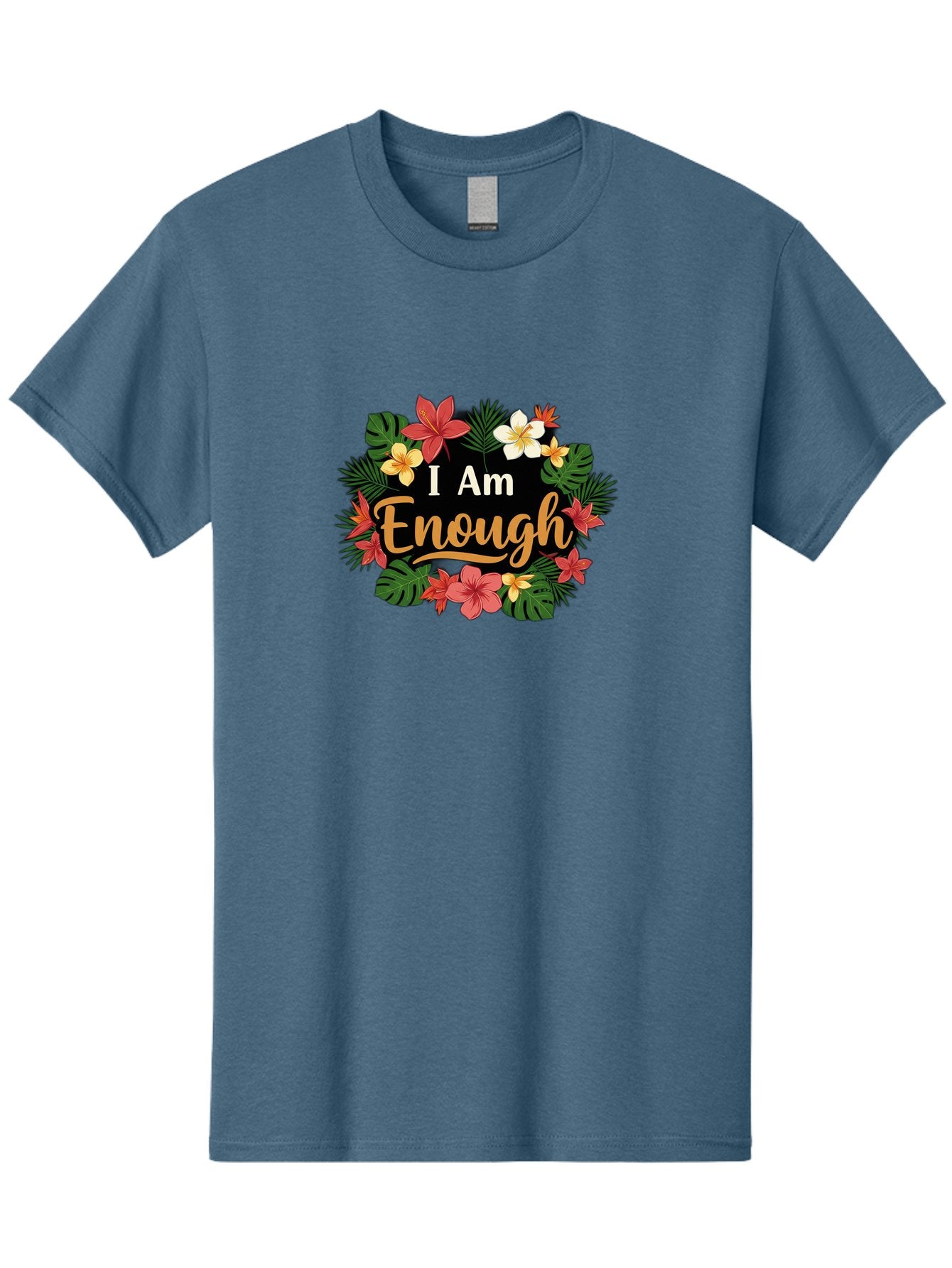 I-Am-Enough-6 Men'S Graphic Tee, 100% Cotton, Comfortable Casual Summer Wear, Machine Washable, Motivational Quote, Floral Wreath, Affirmation, Self-Love, Empowerment, Inspirational Quote, Positive Vibes, Tropical Flowers, Leaves Bae210 13