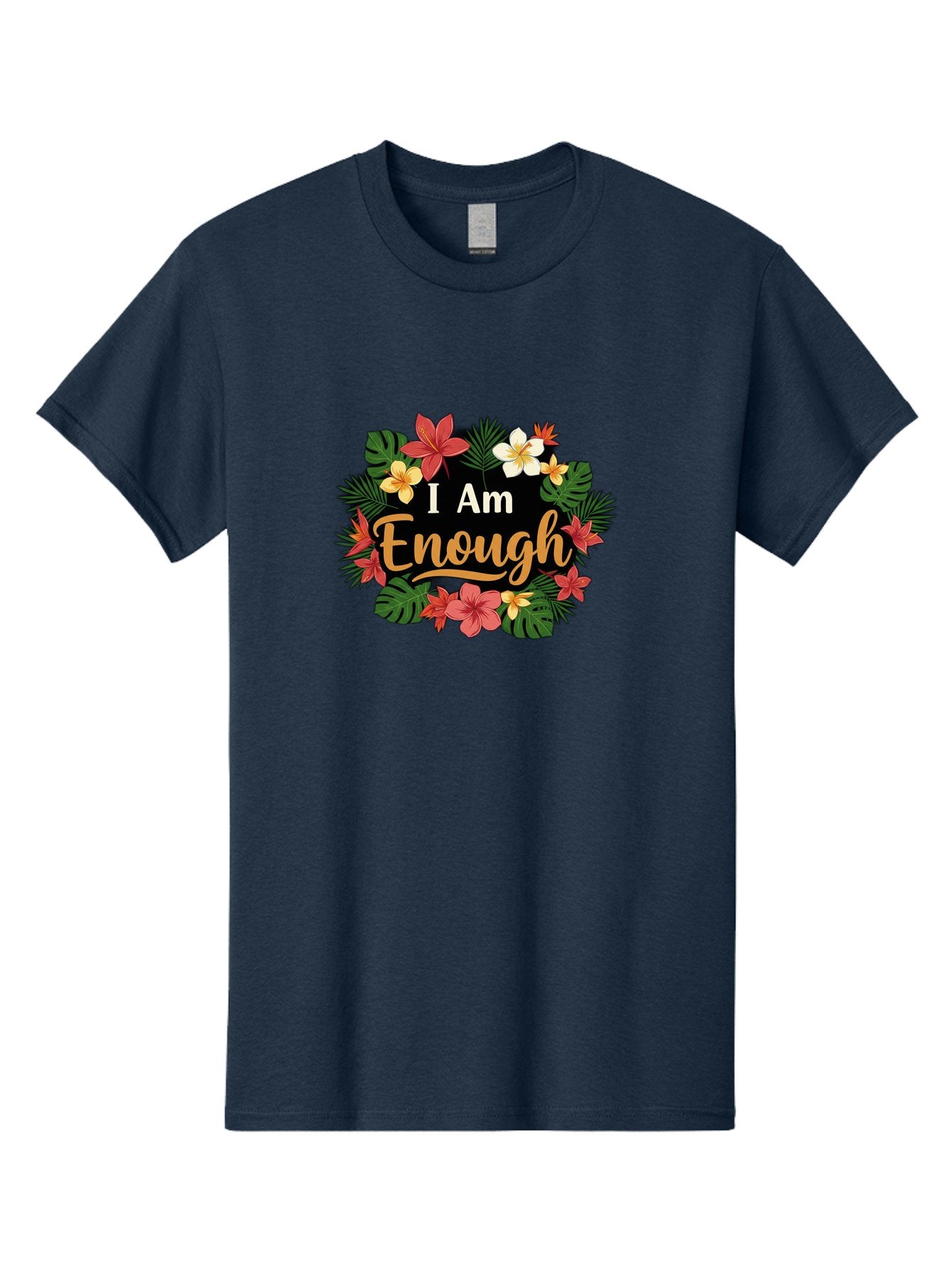 I-Am-Enough-6 Men'S Graphic Tee, 100% Cotton, Comfortable Casual Summer Wear, Machine Washable, Motivational Quote, Floral Wreath, Affirmation, Self-Love, Empowerment, Inspirational Quote, Positive Vibes, Tropical Flowers, Leaves Bae210 12