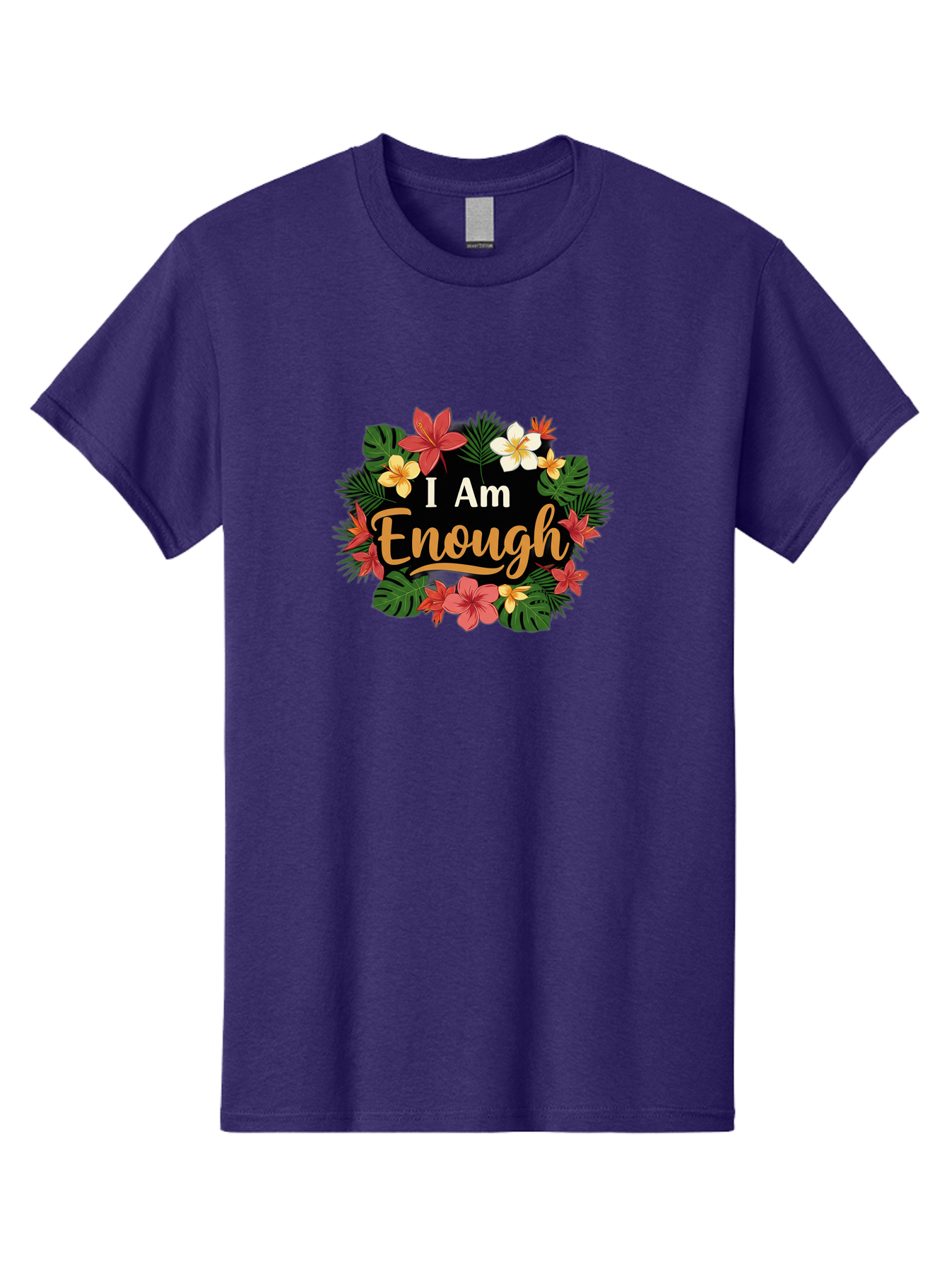I-Am-Enough-6 Men'S Graphic Tee, 100% Cotton, Comfortable Casual Summer Wear, Machine Washable, Motivational Quote, Floral Wreath, Affirmation, Self-Love, Empowerment, Inspirational Quote, Positive Vibes, Tropical Flowers, Leaves Bae210 4