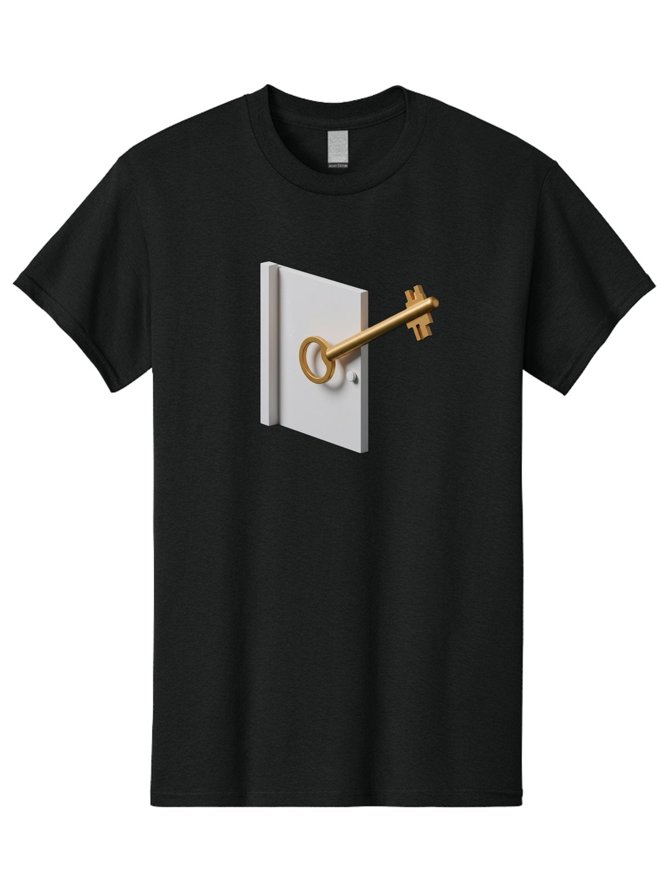 Key-In-Book Men'S Graphic Tee, 100% Cotton, Comfortable Casual Summer Wear, Machine Washable, Key In Door, Access Control, Security Solution, Locking Mechanism, Door Handle, 3D Rendering, Golden Key, White Door Bae213 7