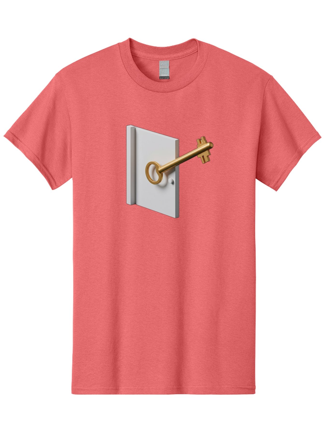 Key-In-Book Men'S Graphic Tee, 100% Cotton, Comfortable Casual Summer Wear, Machine Washable, Key In Door, Access Control, Security Solution, Locking Mechanism, Door Handle, 3D Rendering, Golden Key, White Door Bae213 14