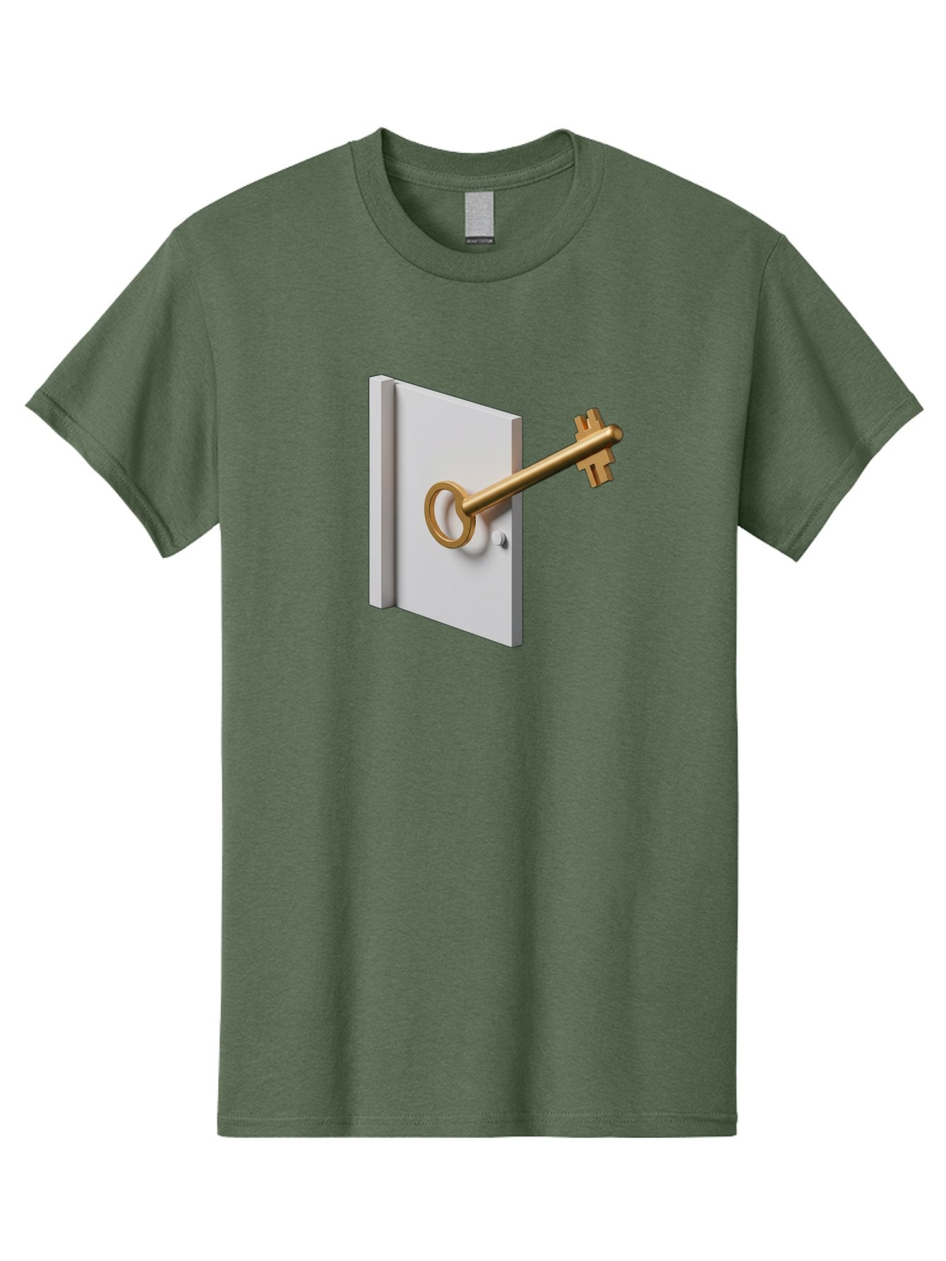 Key-In-Book Men'S Graphic Tee, 100% Cotton, Comfortable Casual Summer Wear, Machine Washable, Key In Door, Access Control, Security Solution, Locking Mechanism, Door Handle, 3D Rendering, Golden Key, White Door Bae213 6