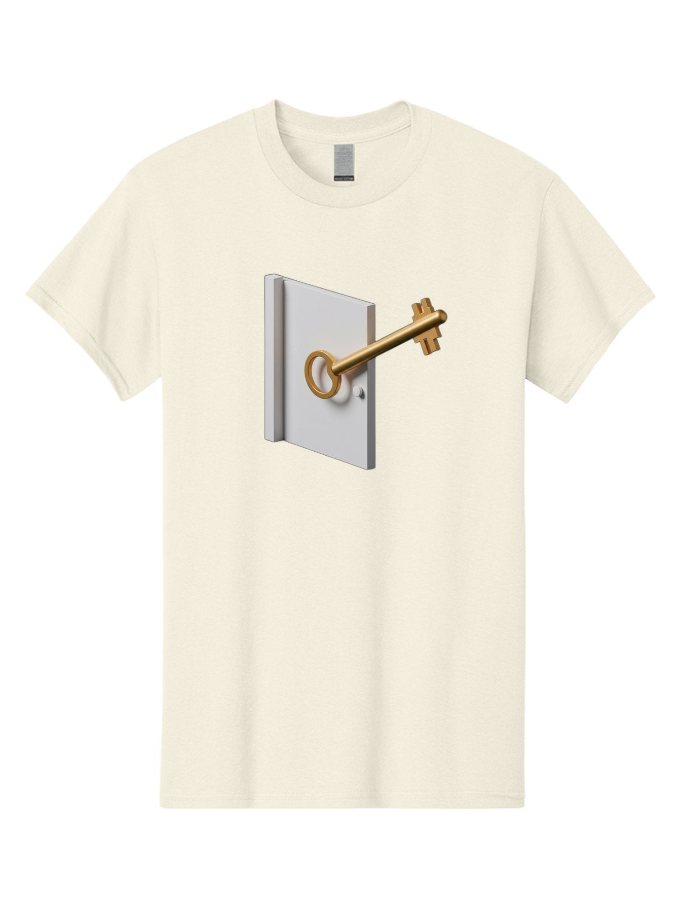 Key-In-Book Men'S Graphic Tee, 100% Cotton, Comfortable Casual Summer Wear, Machine Washable, Key In Door, Access Control, Security Solution, Locking Mechanism, Door Handle, 3D Rendering, Golden Key, White Door Bae213 3