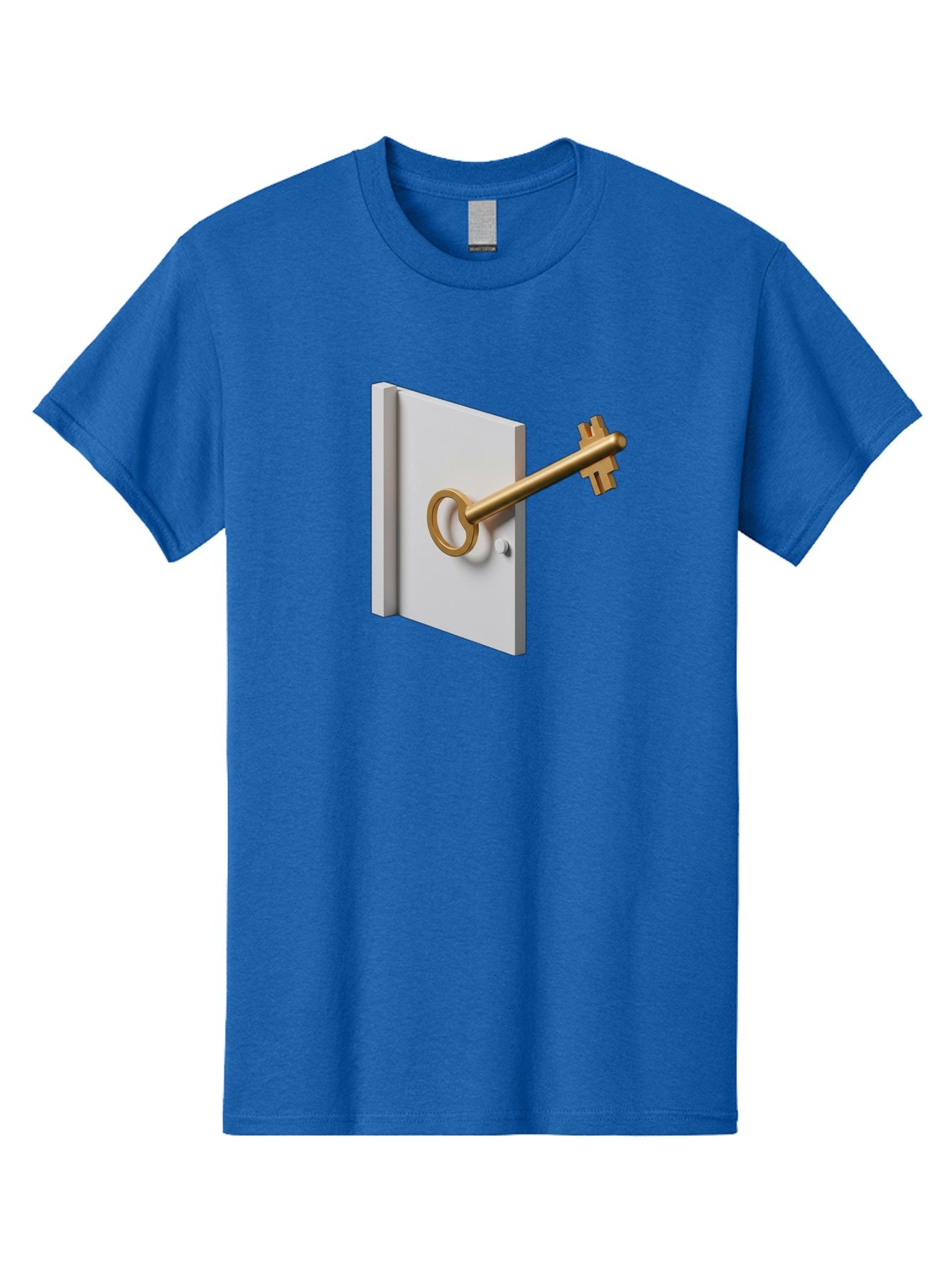 Key-In-Book Men'S Graphic Tee, 100% Cotton, Comfortable Casual Summer Wear, Machine Washable, Key In Door, Access Control, Security Solution, Locking Mechanism, Door Handle, 3D Rendering, Golden Key, White Door Bae213 11