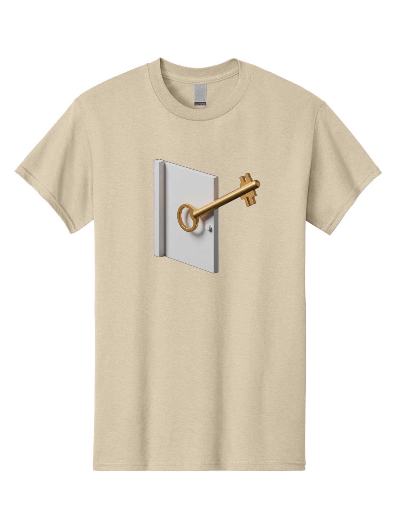Key-In-Book Men'S Graphic Tee, 100% Cotton, Comfortable Casual Summer Wear, Machine Washable, Key In Door, Access Control, Security Solution, Locking Mechanism, Door Handle, 3D Rendering, Golden Key, White Door Bae213 15