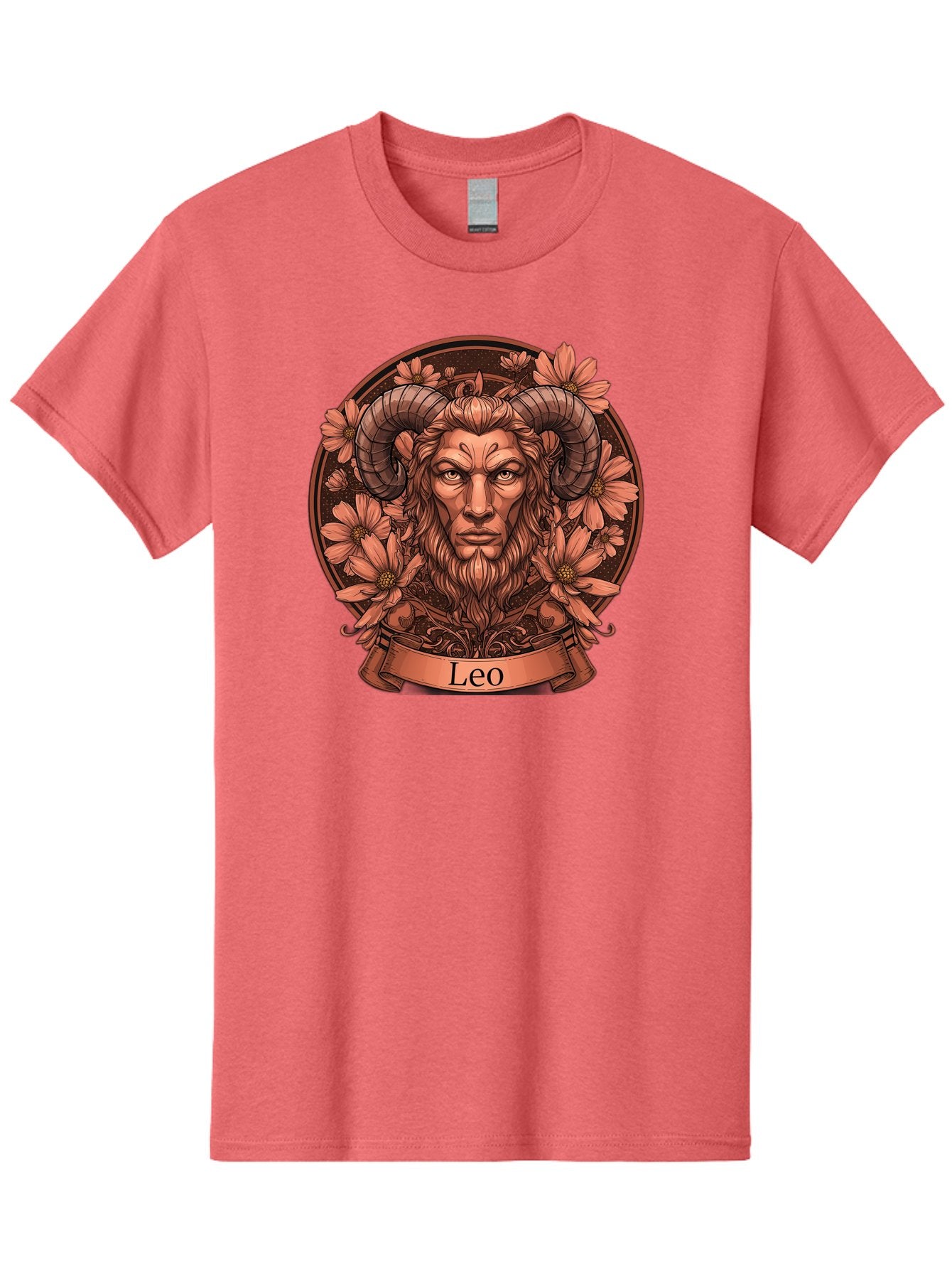 Leo-Zodiac Men'S Graphic Tee, 100% Cotton, Comfortable Casual Summer Wear, Machine Washable, Zodiac Sign, Astrological Symbol, Leo Horoscope, Mythical Creature, Floral Design, Ornate Illustration, Symbolic Representation, Mystical Art, Bae215 13
