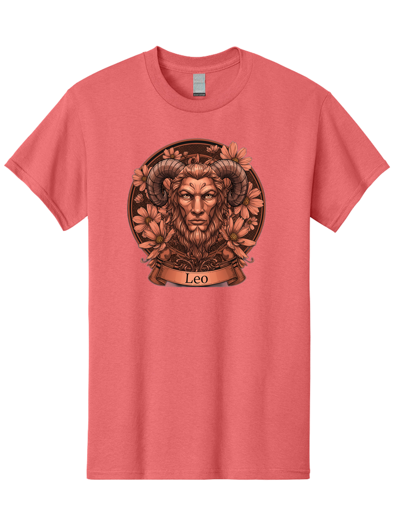 Leo-Zodiac Men'S Graphic Tee, 100% Cotton, Comfortable Casual Summer Wear, Machine Washable, Zodiac Sign, Astrological Symbol, Leo Horoscope, Mythical Creature, Floral Design, Ornate Illustration, Symbolic Representation, Mystical Art, Bae215 15