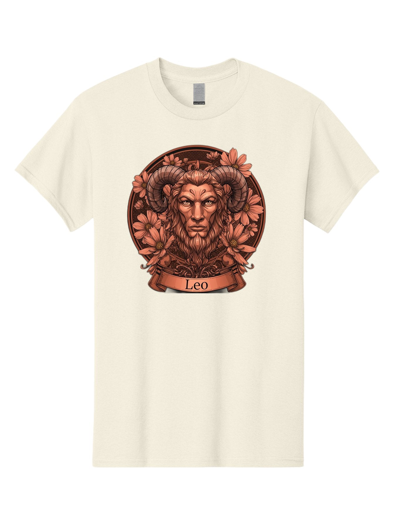 Leo-Zodiac Men'S Graphic Tee, 100% Cotton, Comfortable Casual Summer Wear, Machine Washable, Zodiac Sign, Astrological Symbol, Leo Horoscope, Mythical Creature, Floral Design, Ornate Illustration, Symbolic Representation, Mystical Art, Bae215