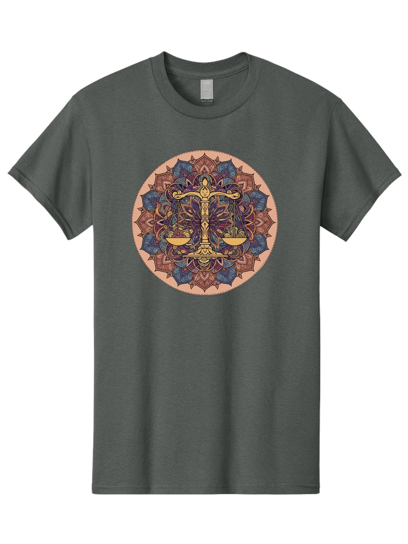 Libra-Scales-Mandala Men'S Graphic Tee, 100% Cotton, Comfortable Casual Summer Wear, Machine Washable, Libra Scales, Intricate Mandala Design, Floral Patterns, Balance And Harmony, Astrology Symbol, Zodiac Sign, Decorative Art, Mystical Vibes, Bae217 8