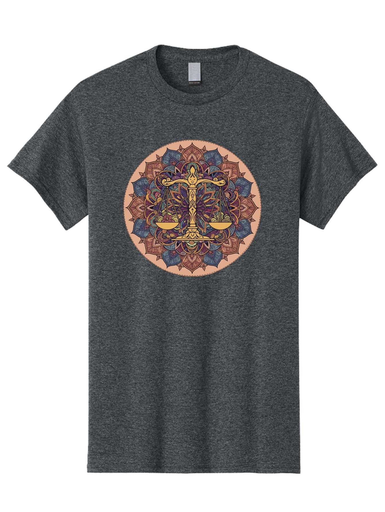 Libra-Scales-Mandala Men'S Graphic Tee, 100% Cotton, Comfortable Casual Summer Wear, Machine Washable, Libra Scales, Intricate Mandala Design, Floral Patterns, Balance And Harmony, Astrology Symbol, Zodiac Sign, Decorative Art, Mystical Vibes, Bae217 5