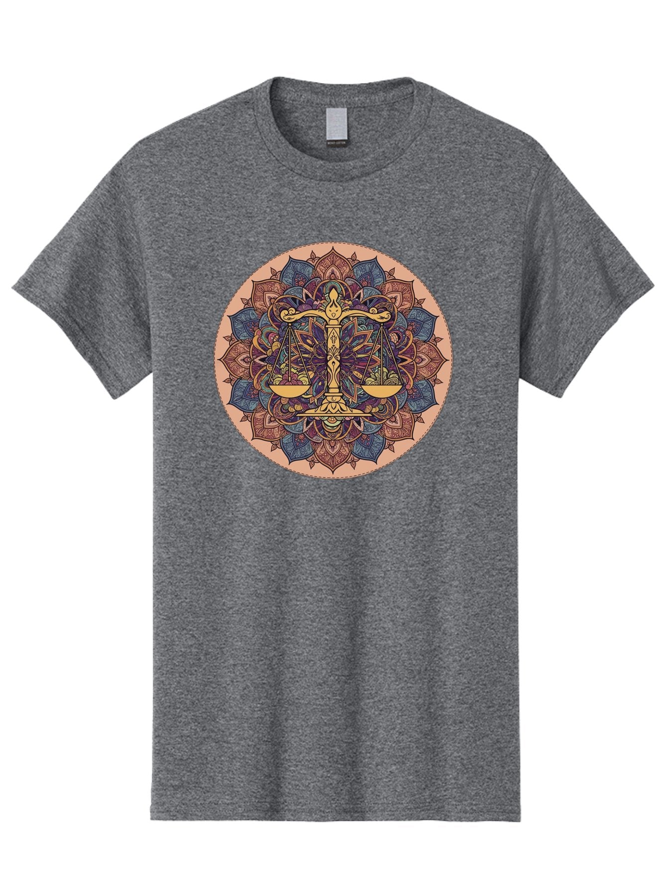 Libra-Scales-Mandala Men'S Graphic Tee, 100% Cotton, Comfortable Casual Summer Wear, Machine Washable, Libra Scales, Intricate Mandala Design, Floral Patterns, Balance And Harmony, Astrology Symbol, Zodiac Sign, Decorative Art, Mystical Vibes, Bae217 10