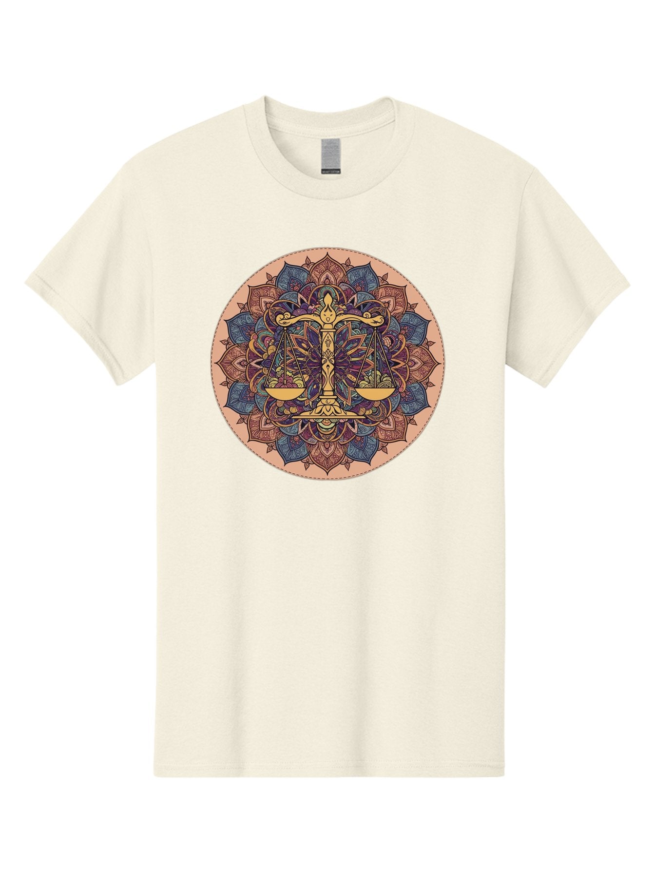 Libra-Scales-Mandala Men'S Graphic Tee, 100% Cotton, Comfortable Casual Summer Wear, Machine Washable, Libra Scales, Intricate Mandala Design, Floral Patterns, Balance And Harmony, Astrology Symbol, Zodiac Sign, Decorative Art, Mystical Vibes, Bae217 4
