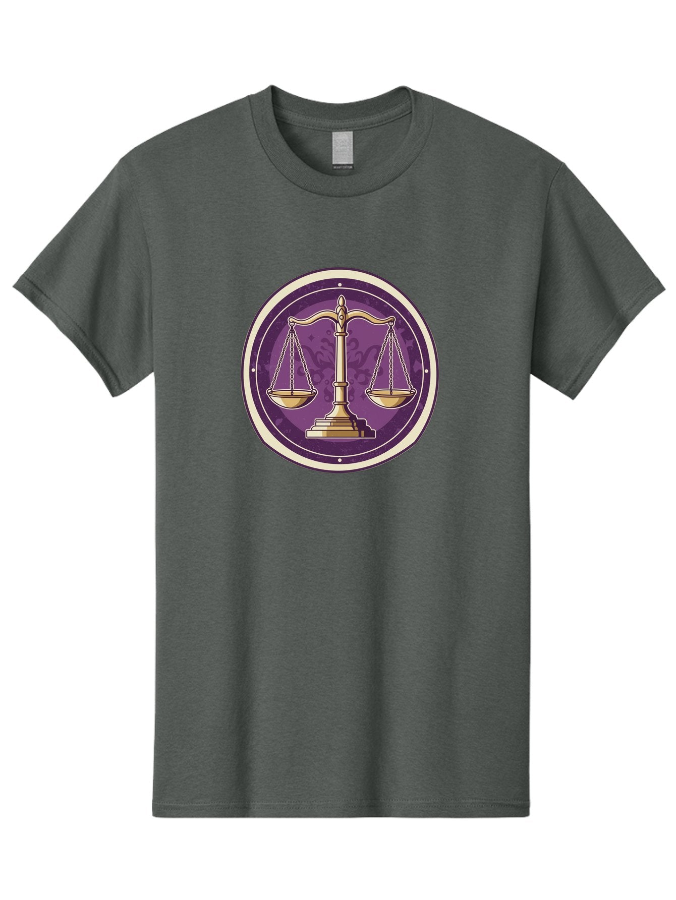 Libra-Scales Men'S Graphic Tee, 100% Cotton, Comfortable Casual Summer Wear, Machine Washable, Scales Of Justice, Balance And Harmony, Libra Zodiac Sign, Gold Scales, Purple Circle, Justice Symbol, Equilibrium, Fairness, Astrology Symbol Bae218 5
