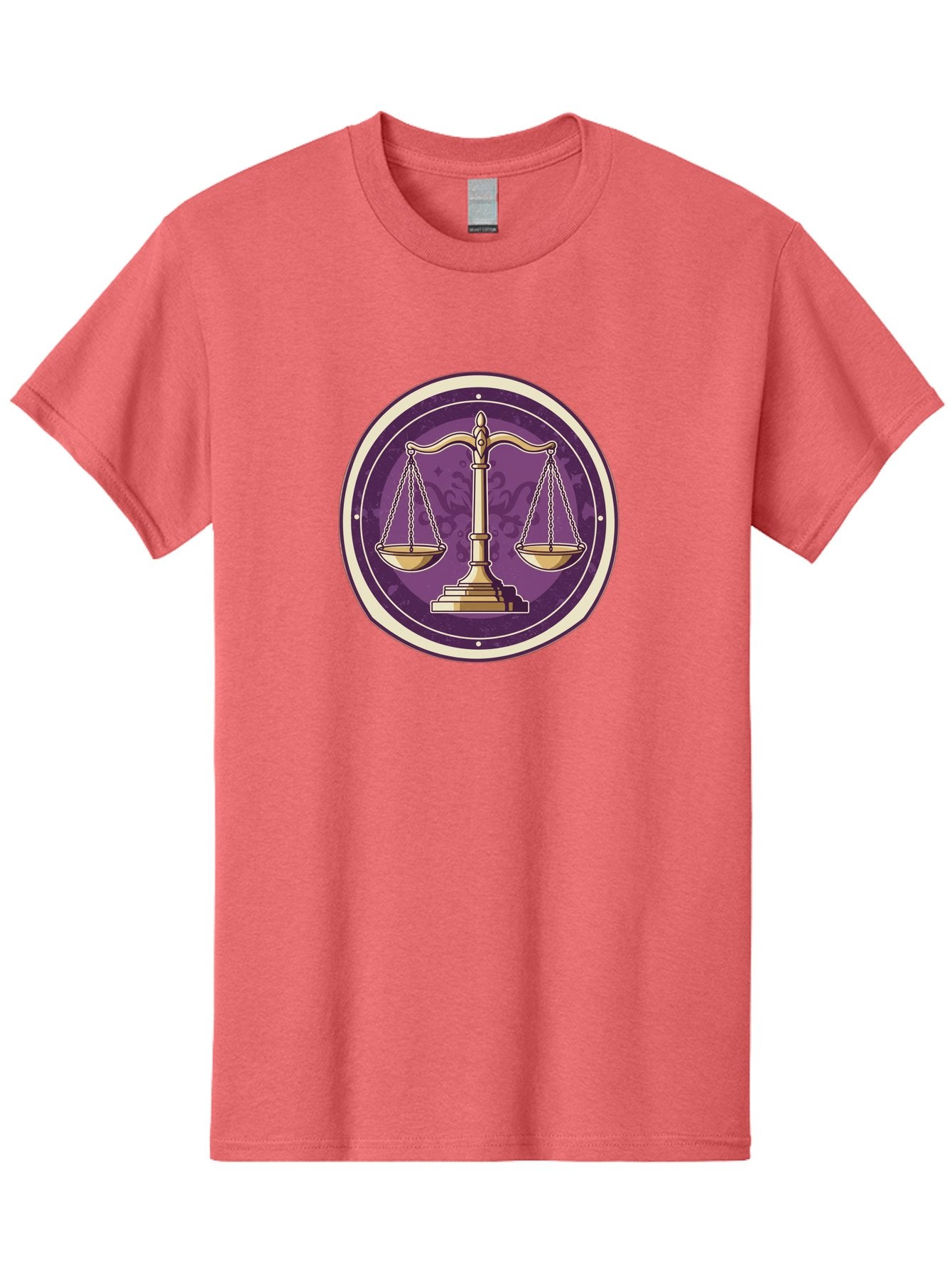 Libra-Scales Men'S Graphic Tee, 100% Cotton, Comfortable Casual Summer Wear, Machine Washable, Scales Of Justice, Balance And Harmony, Libra Zodiac Sign, Gold Scales, Purple Circle, Justice Symbol, Equilibrium, Fairness, Astrology Symbol Bae218 11