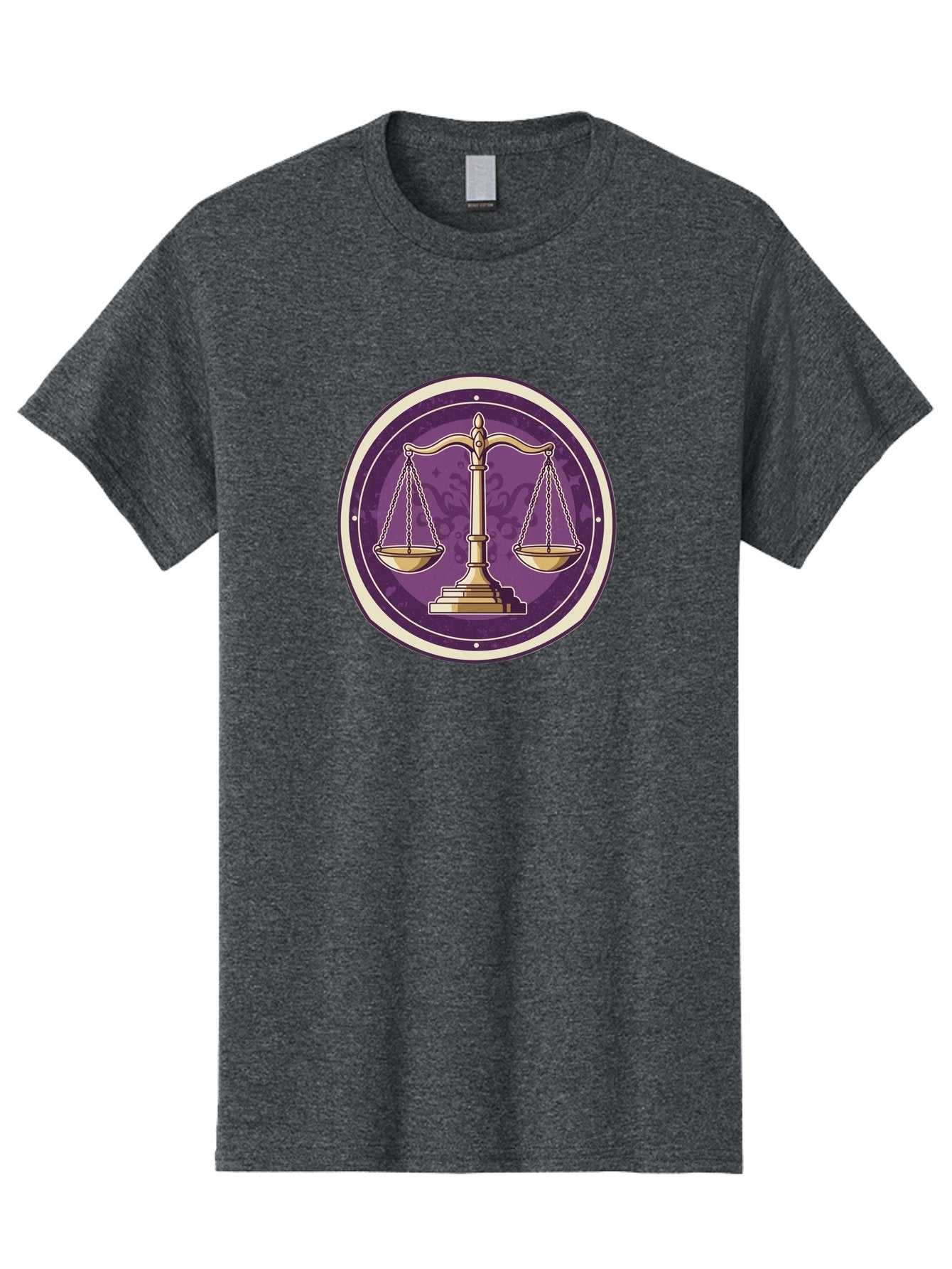 Libra-Scales Men'S Graphic Tee, 100% Cotton, Comfortable Casual Summer Wear, Machine Washable, Scales Of Justice, Balance And Harmony, Libra Zodiac Sign, Gold Scales, Purple Circle, Justice Symbol, Equilibrium, Fairness, Astrology Symbol Bae218 13