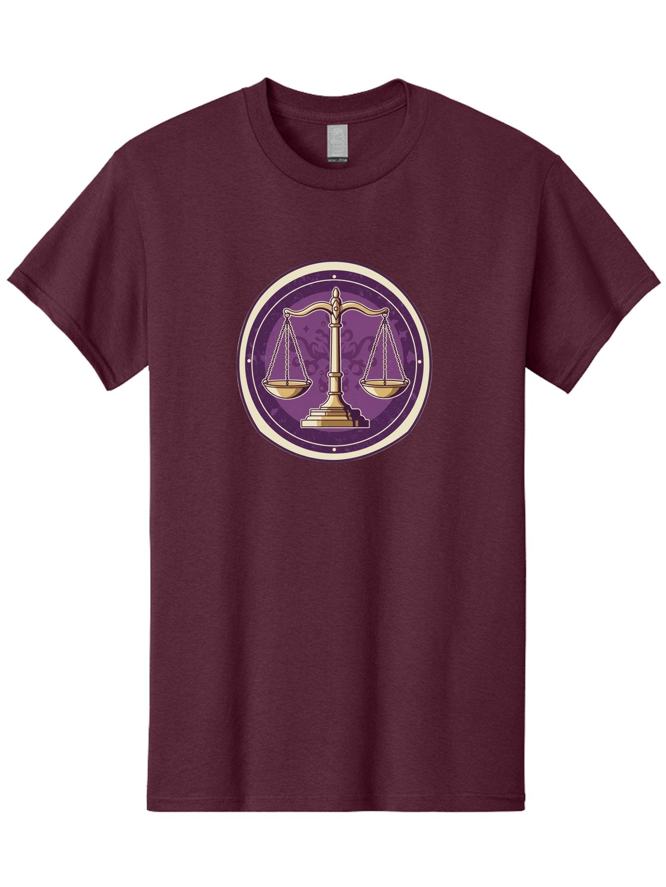 Libra-Scales Men'S Graphic Tee, 100% Cotton, Comfortable Casual Summer Wear, Machine Washable, Scales Of Justice, Balance And Harmony, Libra Zodiac Sign, Gold Scales, Purple Circle, Justice Symbol, Equilibrium, Fairness, Astrology Symbol Bae218 9