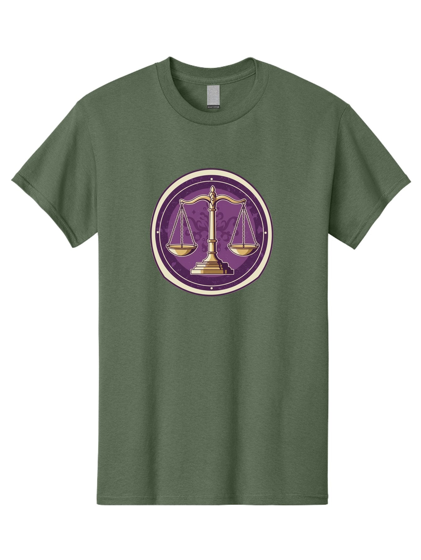 Libra-Scales Men'S Graphic Tee, 100% Cotton, Comfortable Casual Summer Wear, Machine Washable, Scales Of Justice, Balance And Harmony, Libra Zodiac Sign, Gold Scales, Purple Circle, Justice Symbol, Equilibrium, Fairness, Astrology Symbol Bae218 8