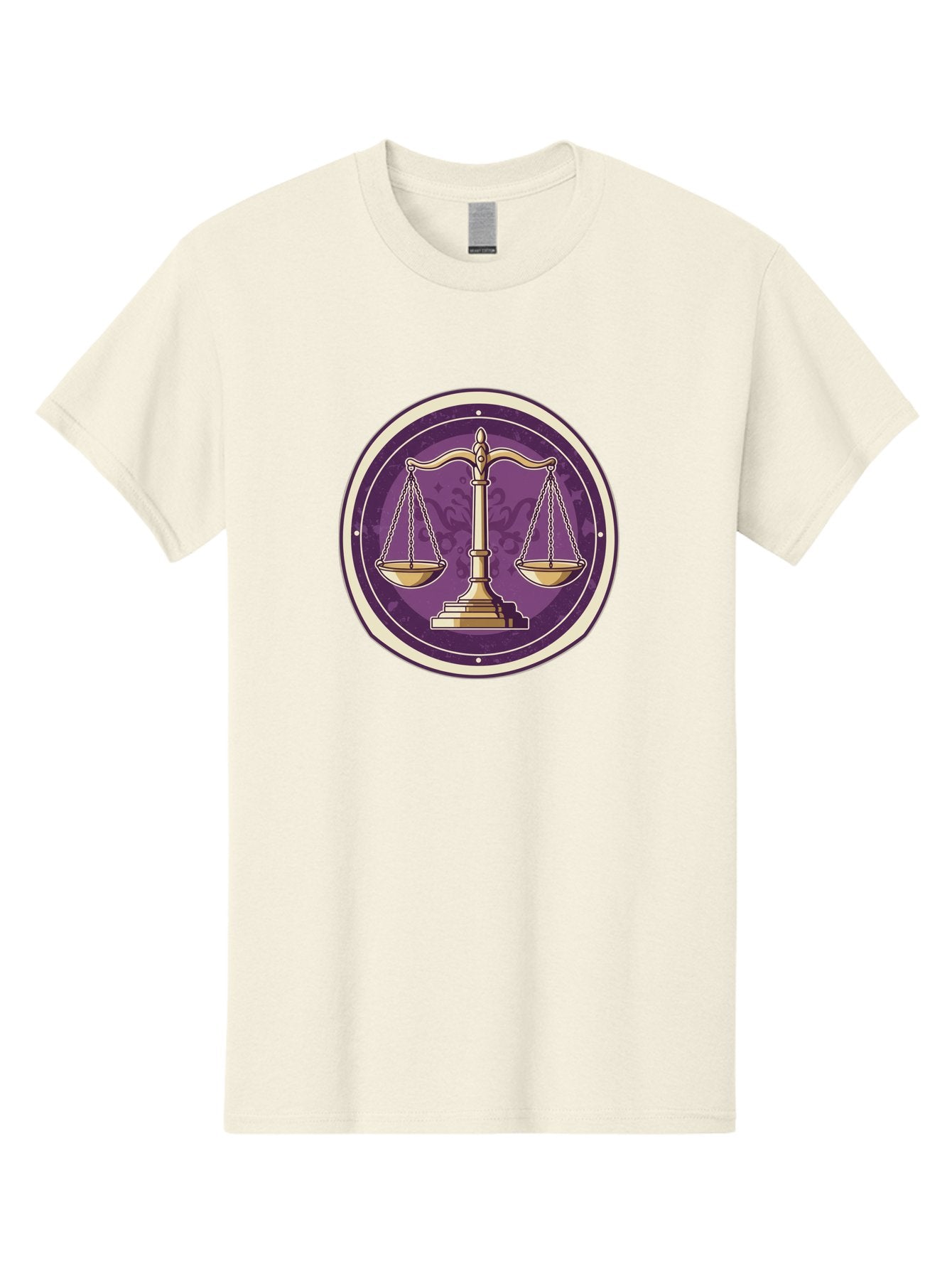 Libra-Scales Men'S Graphic Tee, 100% Cotton, Comfortable Casual Summer Wear, Machine Washable, Scales Of Justice, Balance And Harmony, Libra Zodiac Sign, Gold Scales, Purple Circle, Justice Symbol, Equilibrium, Fairness, Astrology Symbol Bae218 15