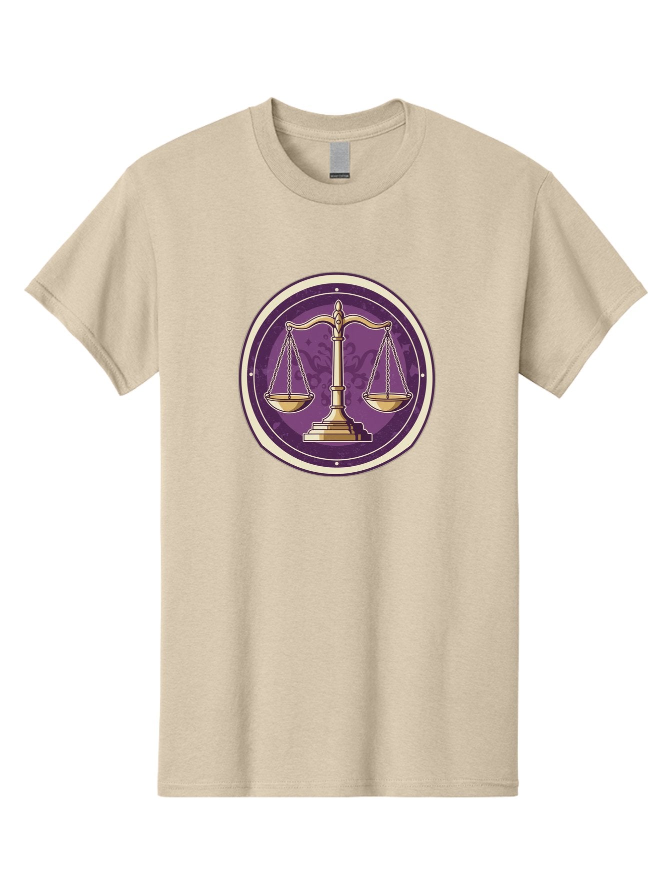 Libra-Scales Men'S Graphic Tee, 100% Cotton, Comfortable Casual Summer Wear, Machine Washable, Scales Of Justice, Balance And Harmony, Libra Zodiac Sign, Gold Scales, Purple Circle, Justice Symbol, Equilibrium, Fairness, Astrology Symbol Bae218 6