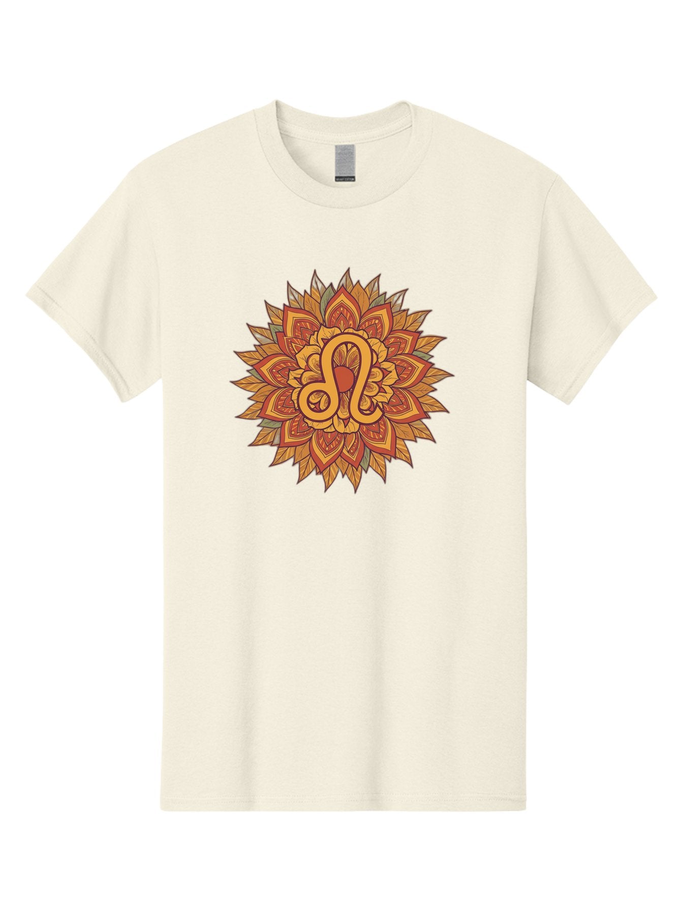 Libra-Symbol-Mandala Men'S Graphic Tee, 100% Cotton, Comfortable Casual Summer Wear, Machine Washable, Libra Symbol, Intricate Mandala Design, Floral Patterns, Orange And Red Hues, Symbolic Representation, Astrological Sign, Zodiac Art, Bae219 14