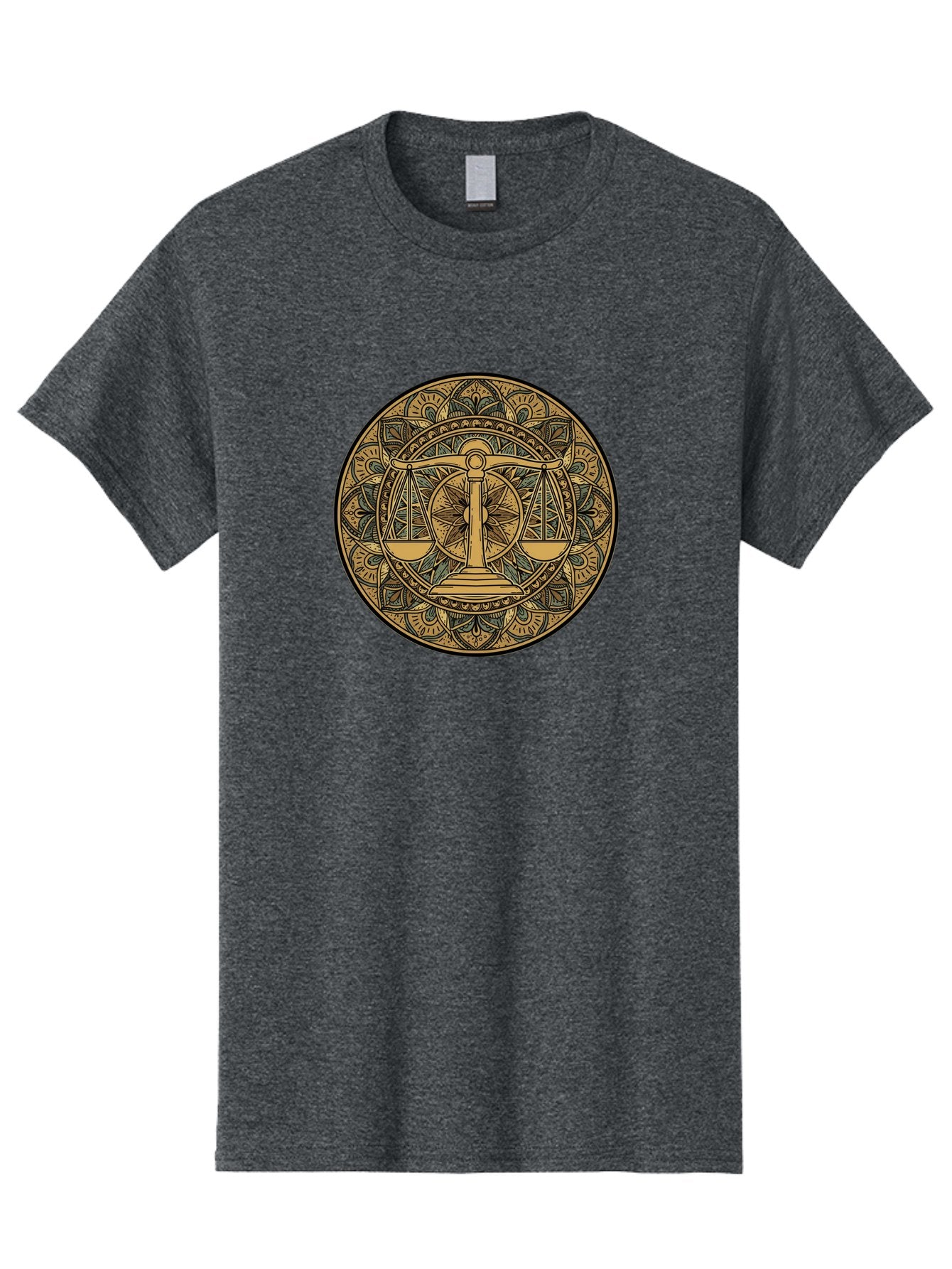 Libra-Symbol Men'S Graphic Tee, 100% Cotton, Comfortable Casual Summer Wear, Machine Washable, Mandala Art, Libra Zodiac Sign, Balance Scales, Intricate Designs, Symbolic Representation, Astrology, Justice, Harmony, Equilibrium, Bae220 4