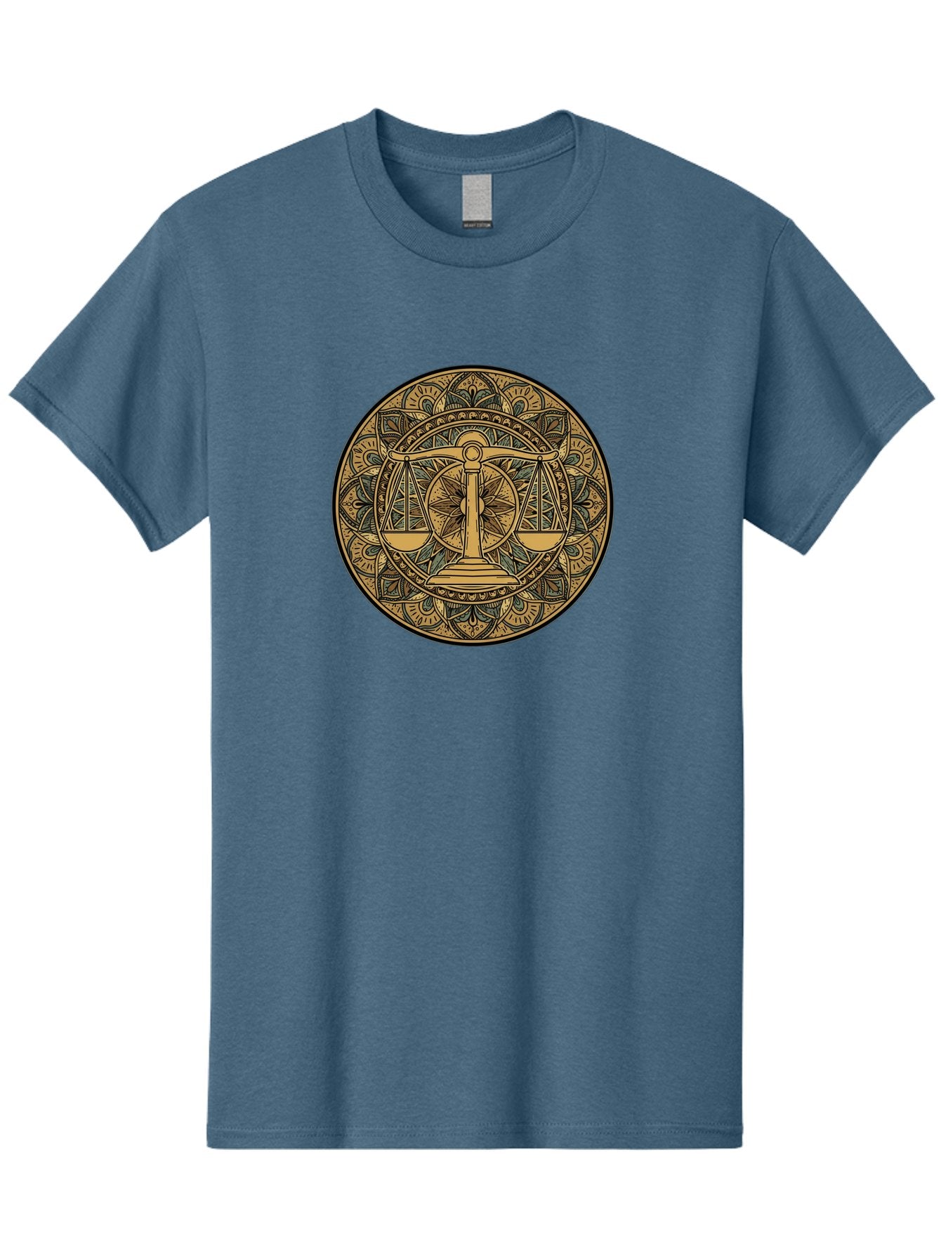 Libra-Symbol Men'S Graphic Tee, 100% Cotton, Comfortable Casual Summer Wear, Machine Washable, Mandala Art, Libra Zodiac Sign, Balance Scales, Intricate Designs, Symbolic Representation, Astrology, Justice, Harmony, Equilibrium, Bae220 6