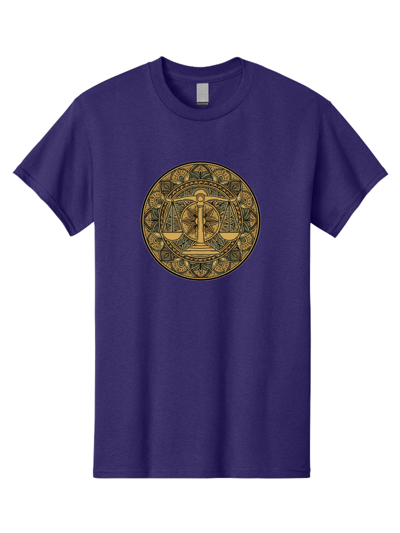 Libra-Symbol Men'S Graphic Tee, 100% Cotton, Comfortable Casual Summer Wear, Machine Washable, Mandala Art, Libra Zodiac Sign, Balance Scales, Intricate Designs, Symbolic Representation, Astrology, Justice, Harmony, Equilibrium, Bae220