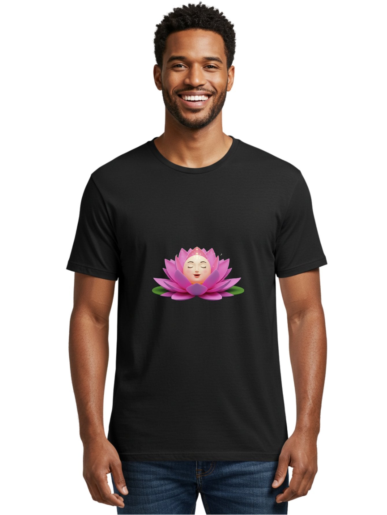 Lotus-Flower-Emoji Men'S Graphic Tee, 100% Cotton, Comfortable Casual Summer Wear, Machine Washable, Pink Lotus Flower, Serene Face, Closed Eyes, Smiling, Relaxed Mood, Water Lily, Peaceful Ambiance, Meditation Symbol, Spiritual Growth, Bae222 20