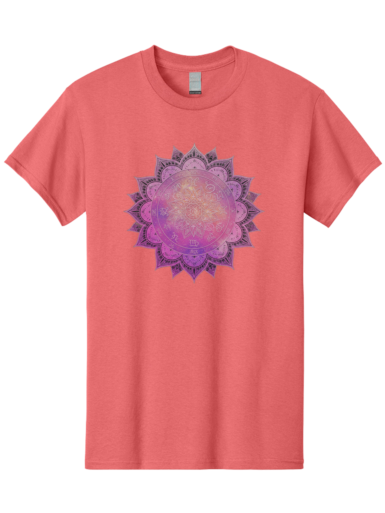 Lotus-Flower-Mandala Men'S Graphic Tee, 100% Cotton, Comfortable Casual Summer Wear, Machine Washable, Sacred Geometry, Spiritual Symbols, Mystical Art, Intricate Patterns, Mandala Design, Purple Hues, Symbolic Representation, Bae223 7