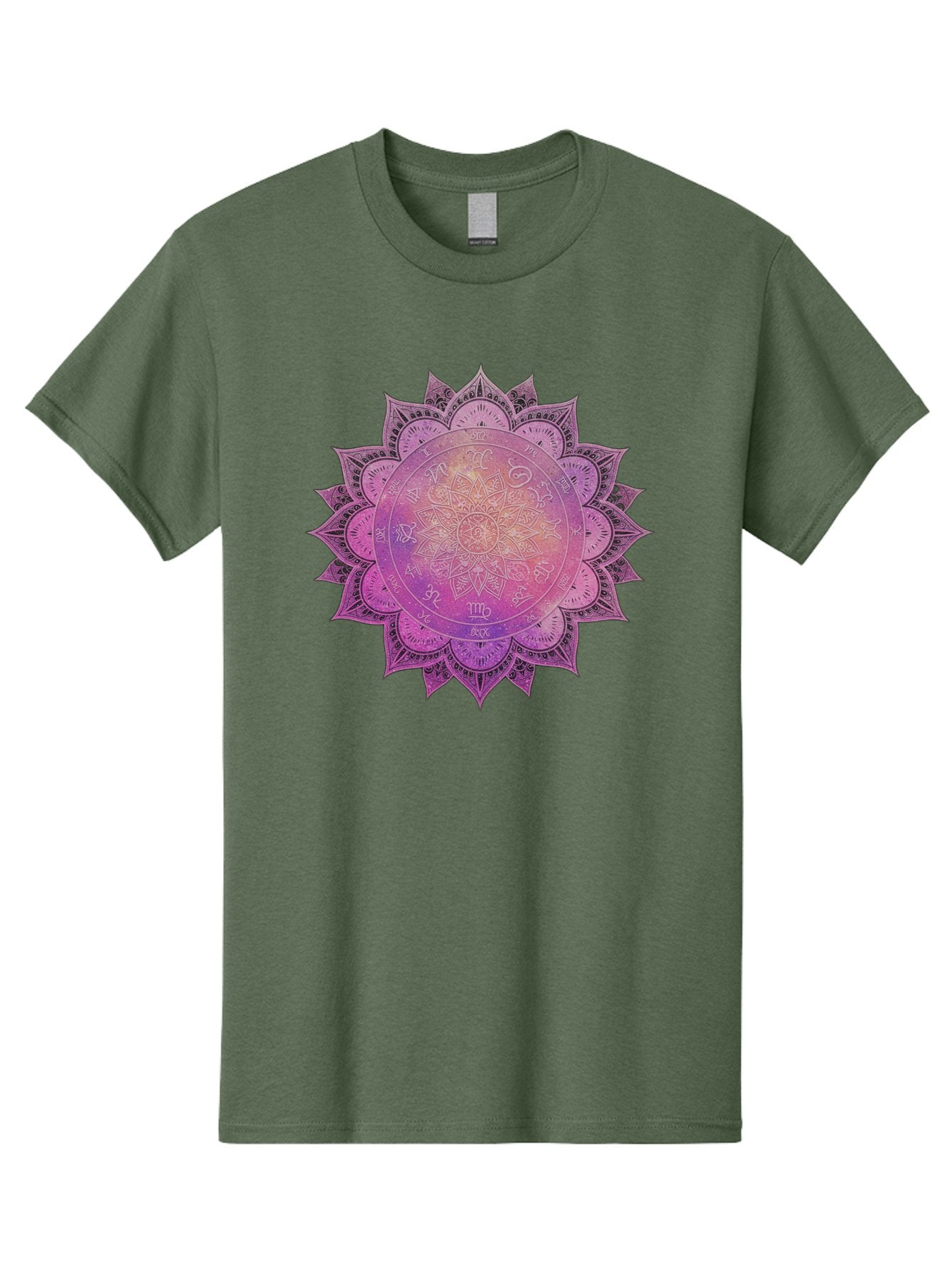 Lotus-Flower-Mandala Men'S Graphic Tee, 100% Cotton, Comfortable Casual Summer Wear, Machine Washable, Sacred Geometry, Spiritual Symbols, Mystical Art, Intricate Patterns, Mandala Design, Purple Hues, Symbolic Representation, Bae223 10