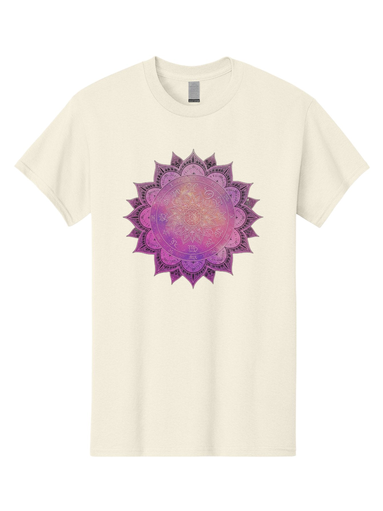 Lotus-Flower-Mandala Men'S Graphic Tee, 100% Cotton, Comfortable Casual Summer Wear, Machine Washable, Sacred Geometry, Spiritual Symbols, Mystical Art, Intricate Patterns, Mandala Design, Purple Hues, Symbolic Representation, Bae223 3