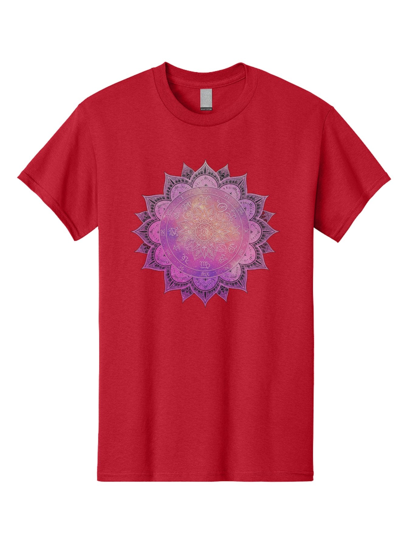 Lotus-Flower-Mandala Men'S Graphic Tee, 100% Cotton, Comfortable Casual Summer Wear, Machine Washable, Sacred Geometry, Spiritual Symbols, Mystical Art, Intricate Patterns, Mandala Design, Purple Hues, Symbolic Representation, Bae223 8