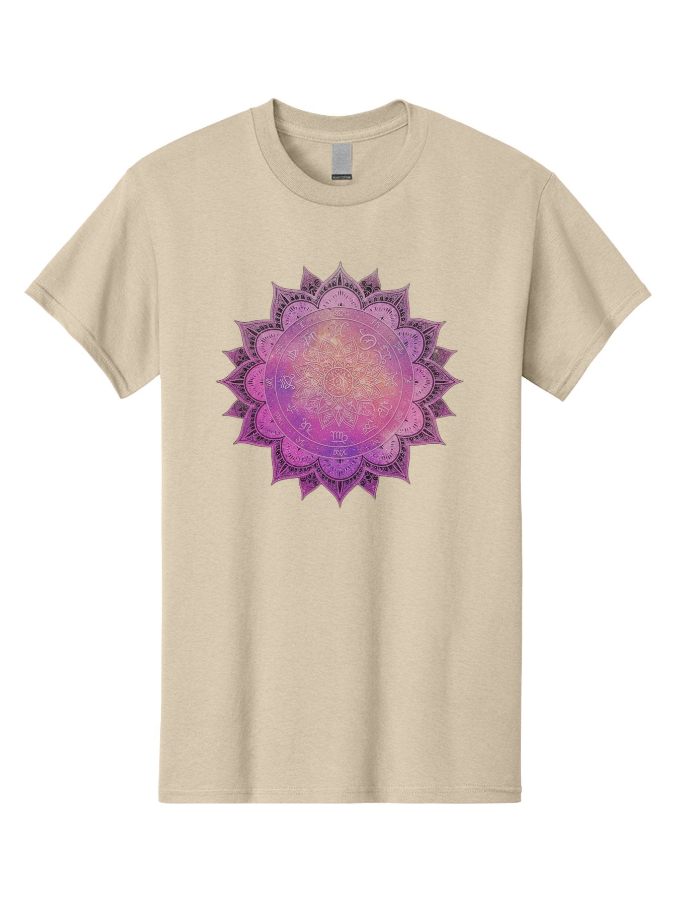 Lotus-Flower-Mandala Men'S Graphic Tee, 100% Cotton, Comfortable Casual Summer Wear, Machine Washable, Sacred Geometry, Spiritual Symbols, Mystical Art, Intricate Patterns, Mandala Design, Purple Hues, Symbolic Representation, Bae223 11