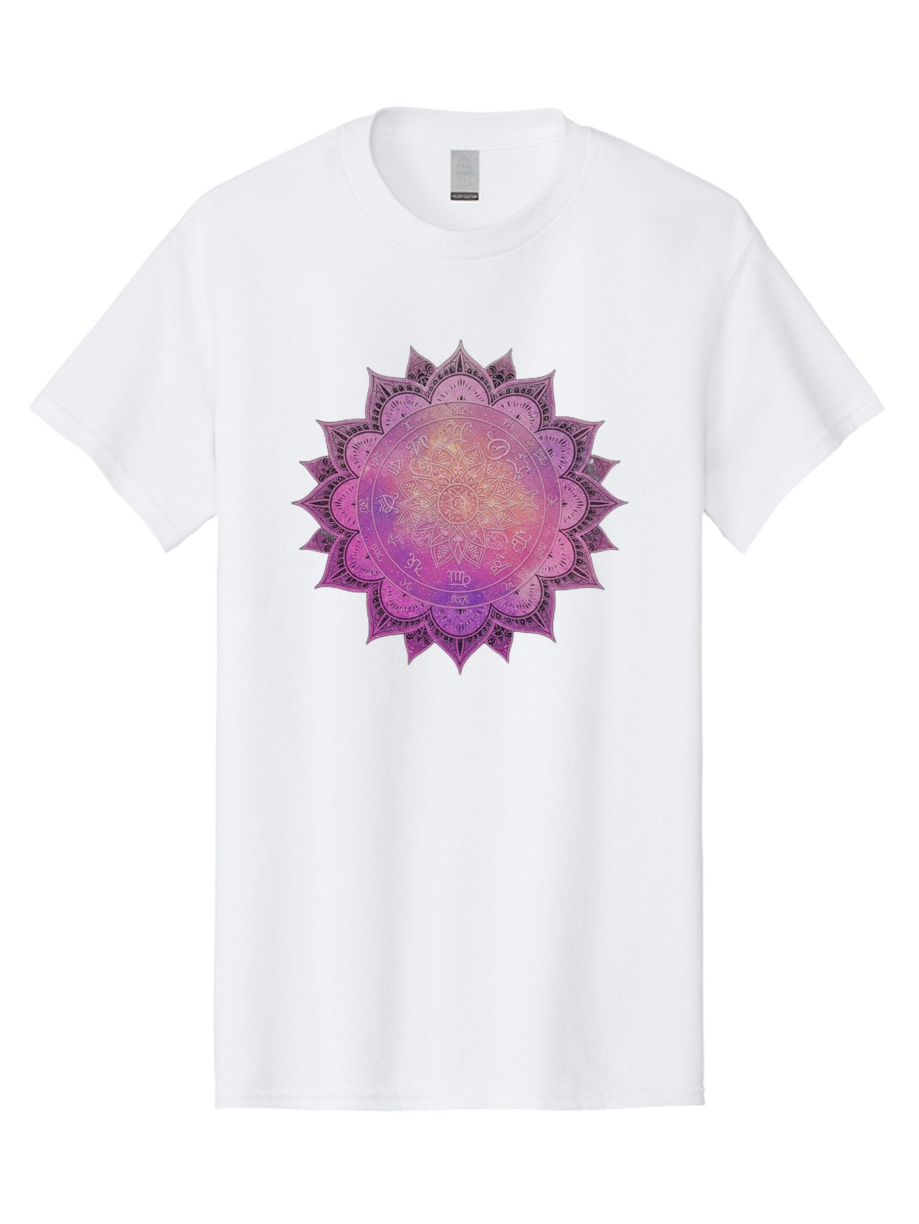Lotus-Flower-Mandala Men'S Graphic Tee, 100% Cotton, Comfortable Casual Summer Wear, Machine Washable, Sacred Geometry, Spiritual Symbols, Mystical Art, Intricate Patterns, Mandala Design, Purple Hues, Symbolic Representation, Bae223 5