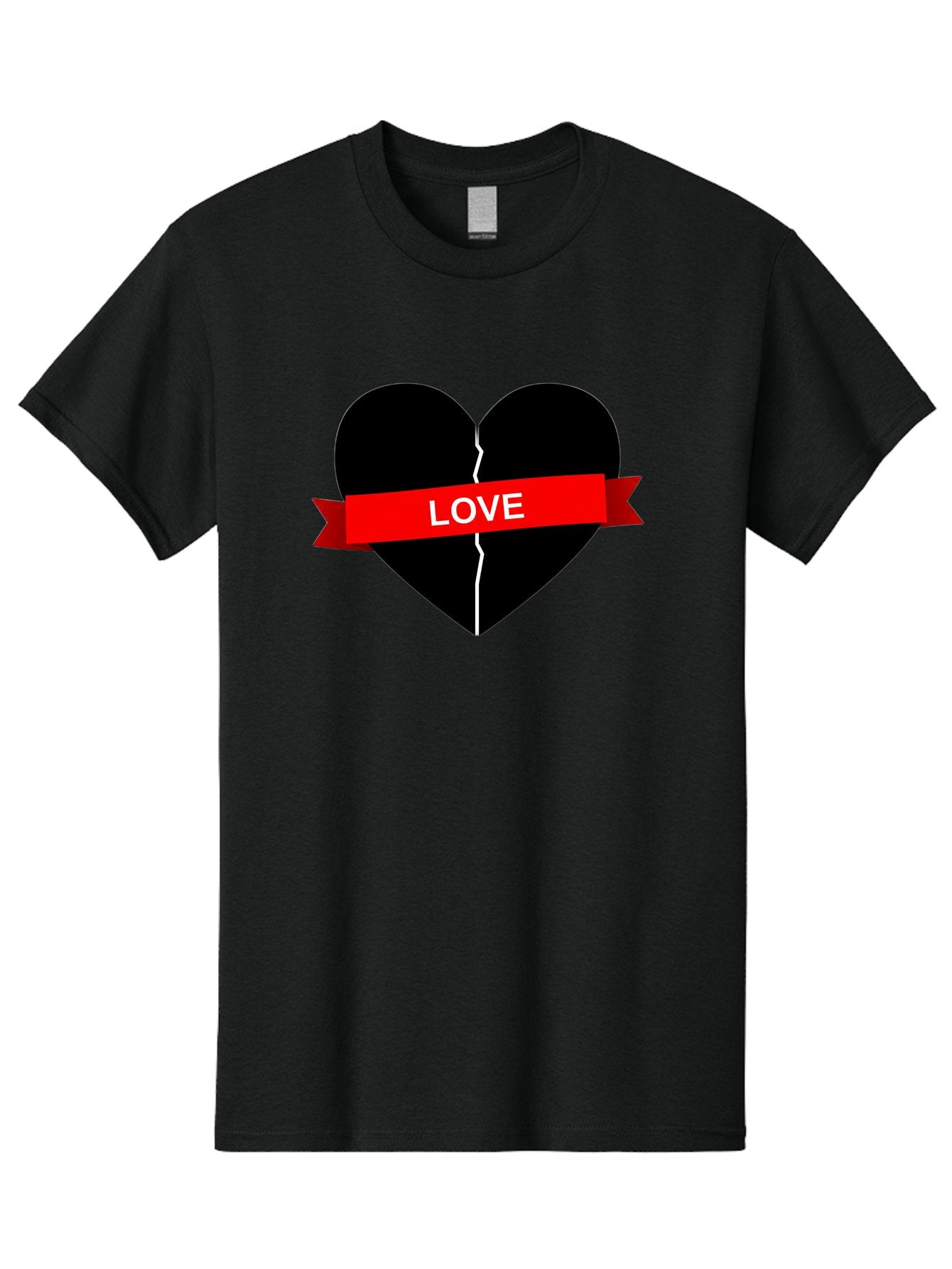 Love-Broken-Heart Men'S Graphic Tee, 100% Cotton, Comfortable Casual Summer Wear, Machine Washable, Broken Heart, Heartbreak, Love Symbol, Red Ribbon, White Text, Split Heart, Cracked Heart, Heart Illustration, Heart Graphic, Torn Love Bae224 13