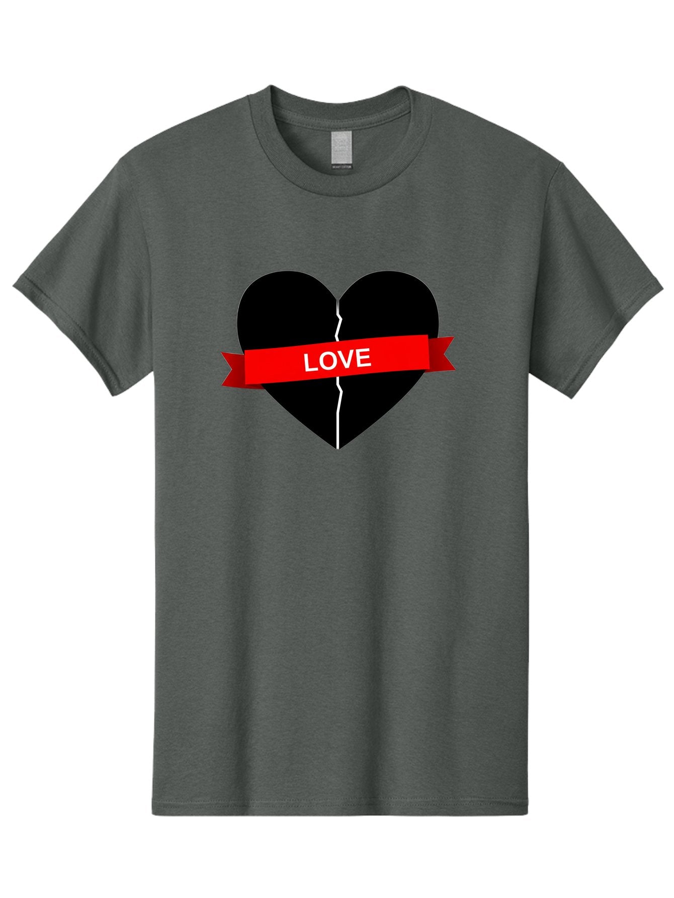 Love-Broken-Heart Men'S Graphic Tee, 100% Cotton, Comfortable Casual Summer Wear, Machine Washable, Broken Heart, Heartbreak, Love Symbol, Red Ribbon, White Text, Split Heart, Cracked Heart, Heart Illustration, Heart Graphic, Torn Love Bae224