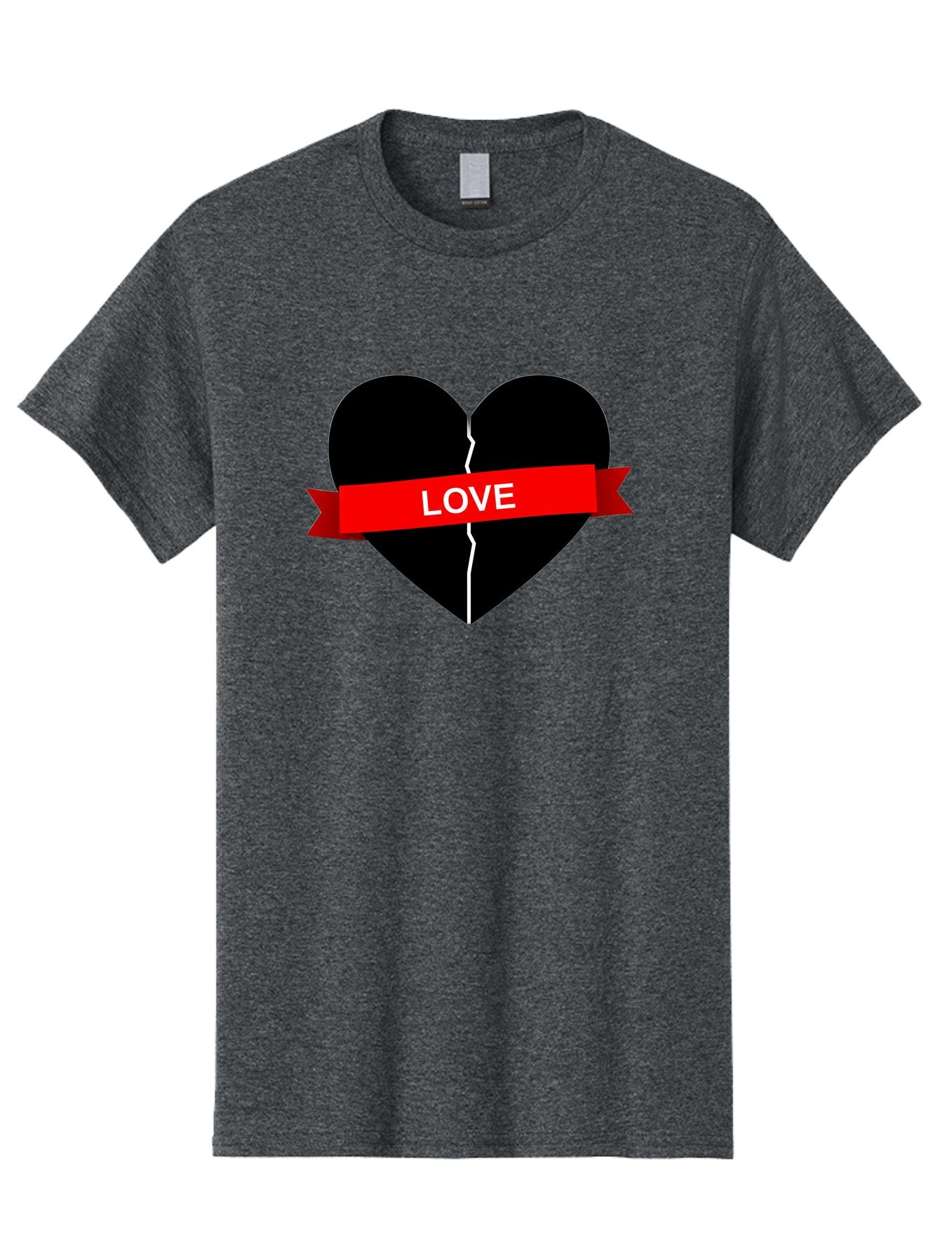 Love-Broken-Heart Men'S Graphic Tee, 100% Cotton, Comfortable Casual Summer Wear, Machine Washable, Broken Heart, Heartbreak, Love Symbol, Red Ribbon, White Text, Split Heart, Cracked Heart, Heart Illustration, Heart Graphic, Torn Love Bae224 14