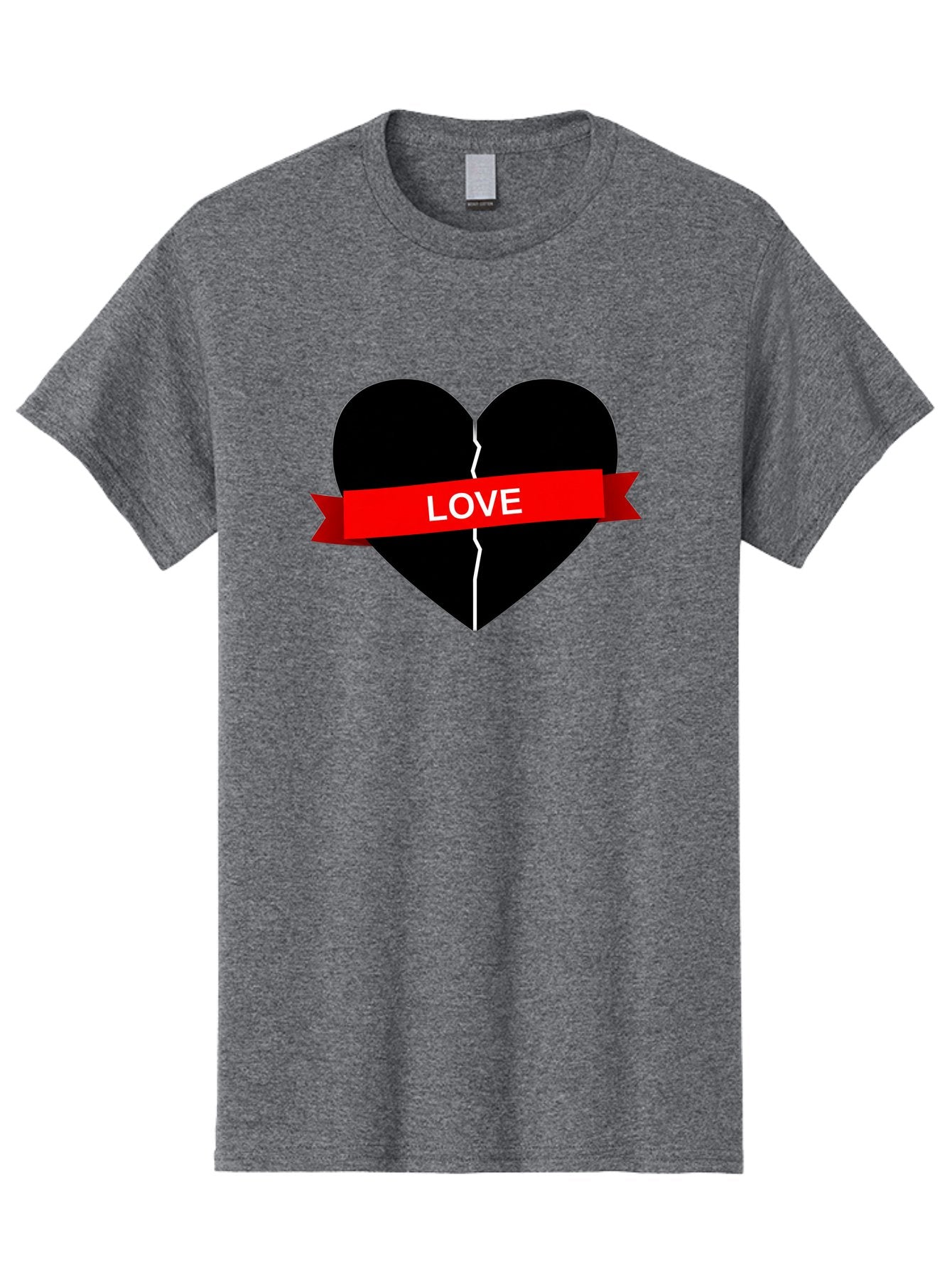 Love-Broken-Heart Men'S Graphic Tee, 100% Cotton, Comfortable Casual Summer Wear, Machine Washable, Broken Heart, Heartbreak, Love Symbol, Red Ribbon, White Text, Split Heart, Cracked Heart, Heart Illustration, Heart Graphic, Torn Love Bae224 8