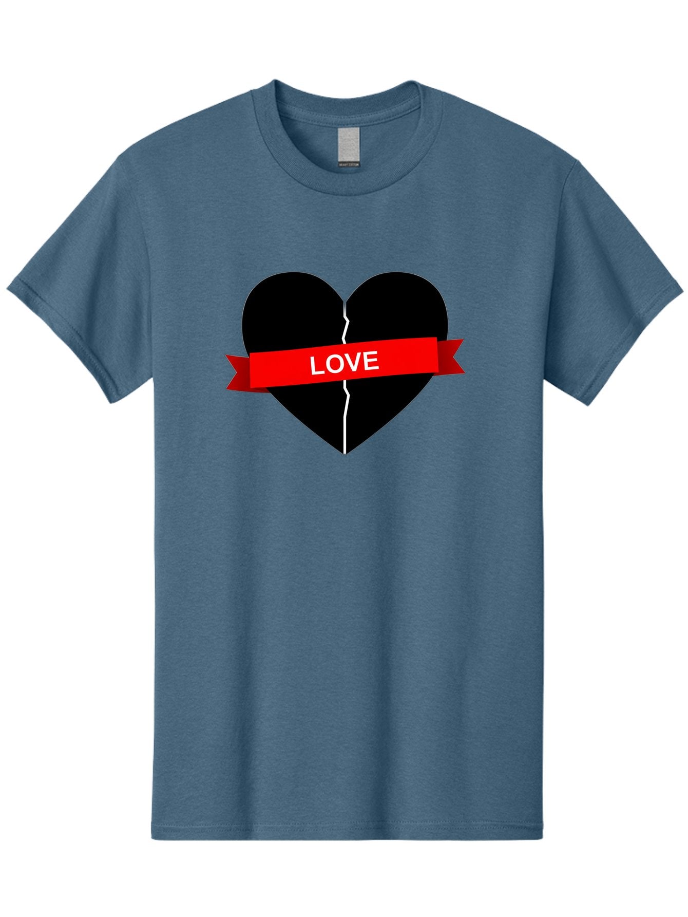 Love-Broken-Heart Men'S Graphic Tee, 100% Cotton, Comfortable Casual Summer Wear, Machine Washable, Broken Heart, Heartbreak, Love Symbol, Red Ribbon, White Text, Split Heart, Cracked Heart, Heart Illustration, Heart Graphic, Torn Love Bae224 3