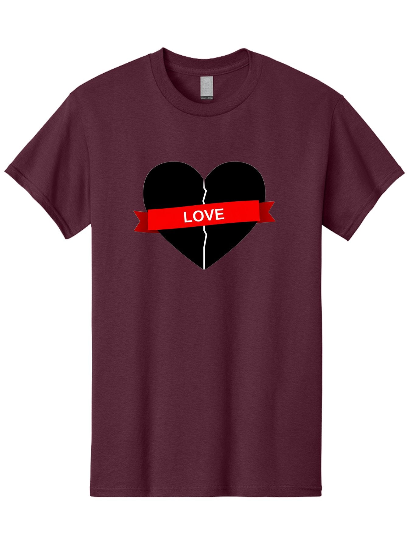 Love-Broken-Heart Men'S Graphic Tee, 100% Cotton, Comfortable Casual Summer Wear, Machine Washable, Broken Heart, Heartbreak, Love Symbol, Red Ribbon, White Text, Split Heart, Cracked Heart, Heart Illustration, Heart Graphic, Torn Love Bae224 6