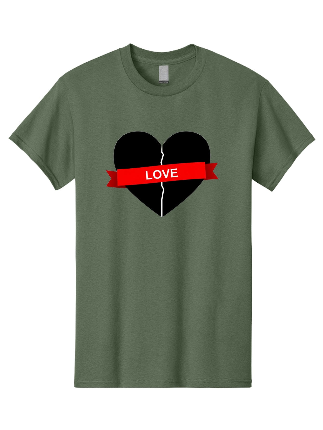 Love-Broken-Heart Men'S Graphic Tee, 100% Cotton, Comfortable Casual Summer Wear, Machine Washable, Broken Heart, Heartbreak, Love Symbol, Red Ribbon, White Text, Split Heart, Cracked Heart, Heart Illustration, Heart Graphic, Torn Love Bae224 10