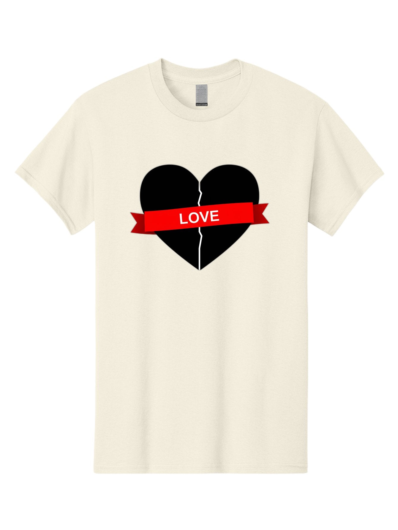 Love-Broken-Heart Men'S Graphic Tee, 100% Cotton, Comfortable Casual Summer Wear, Machine Washable, Broken Heart, Heartbreak, Love Symbol, Red Ribbon, White Text, Split Heart, Cracked Heart, Heart Illustration, Heart Graphic, Torn Love Bae224 5