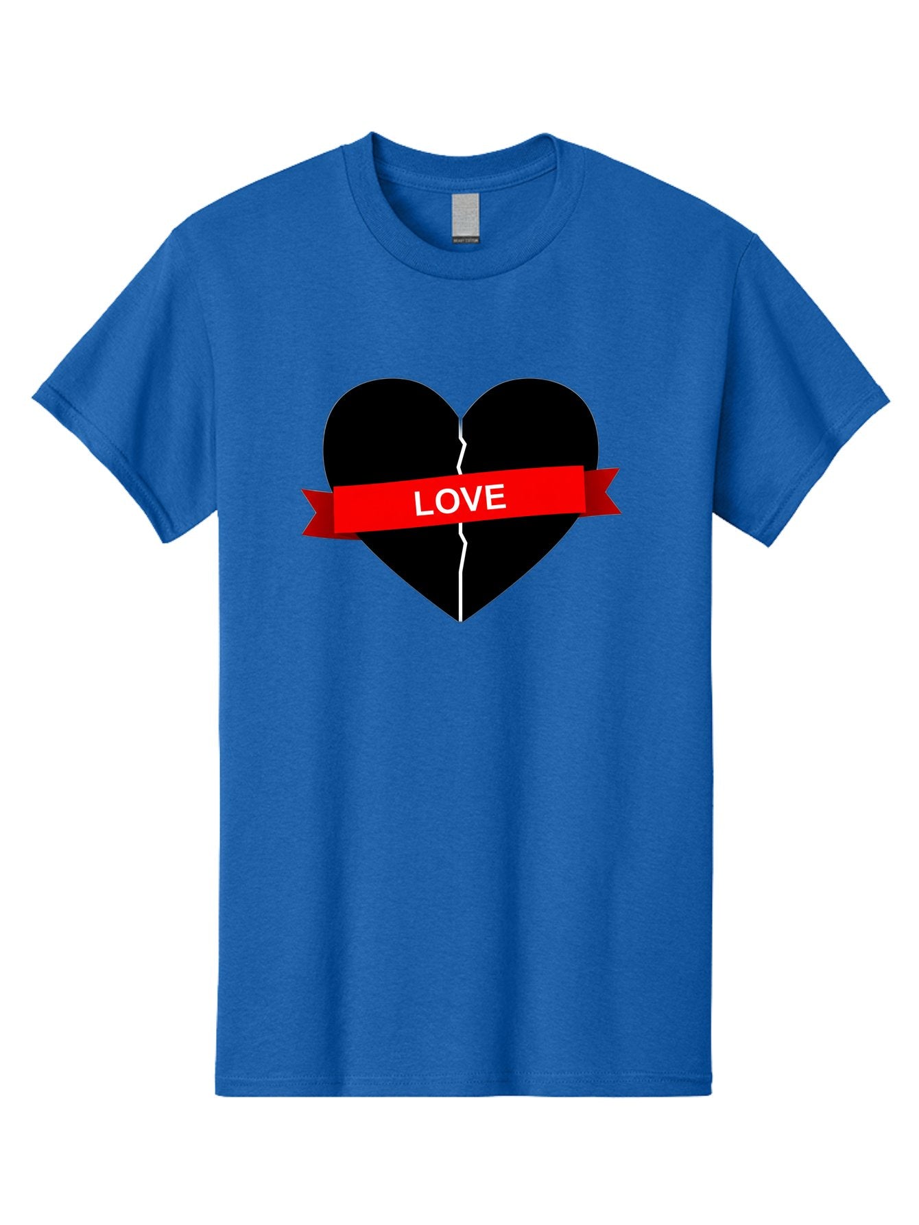 Love-Broken-Heart Men'S Graphic Tee, 100% Cotton, Comfortable Casual Summer Wear, Machine Washable, Broken Heart, Heartbreak, Love Symbol, Red Ribbon, White Text, Split Heart, Cracked Heart, Heart Illustration, Heart Graphic, Torn Love Bae224 9
