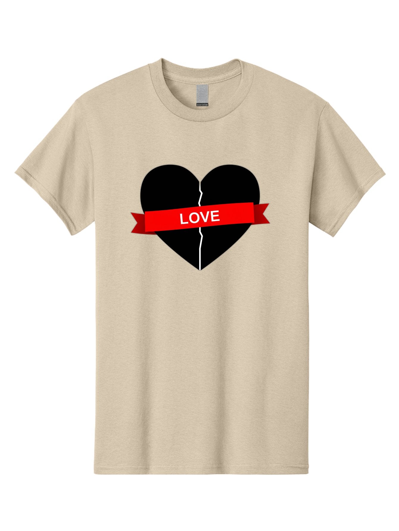 Love-Broken-Heart Men'S Graphic Tee, 100% Cotton, Comfortable Casual Summer Wear, Machine Washable, Broken Heart, Heartbreak, Love Symbol, Red Ribbon, White Text, Split Heart, Cracked Heart, Heart Illustration, Heart Graphic, Torn Love Bae224 4