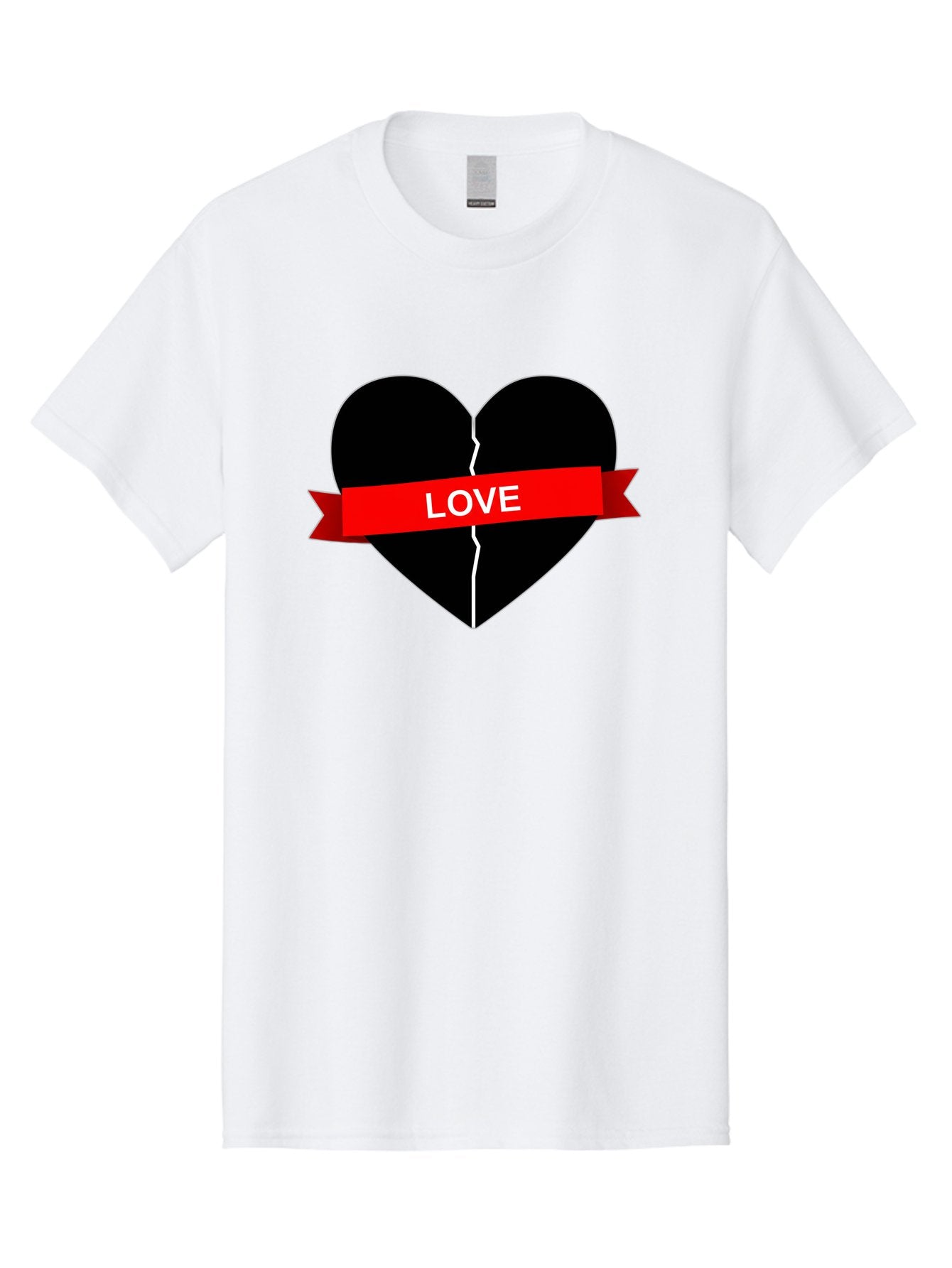 Love-Broken-Heart Men'S Graphic Tee, 100% Cotton, Comfortable Casual Summer Wear, Machine Washable, Broken Heart, Heartbreak, Love Symbol, Red Ribbon, White Text, Split Heart, Cracked Heart, Heart Illustration, Heart Graphic, Torn Love Bae224 11