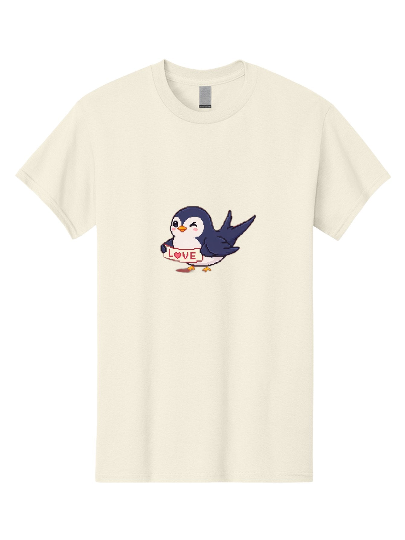 Love-Penguin Men'S Graphic Tee, 100% Cotton, Comfortable Casual Summer Wear, Machine Washable, Cute Penguin, Pixel Art, Love Sign, Heart Symbol, Adorable Animal, Cartoon Character, Sweet Expression, Digital Illustration, Kawaii Style Bae225 14
