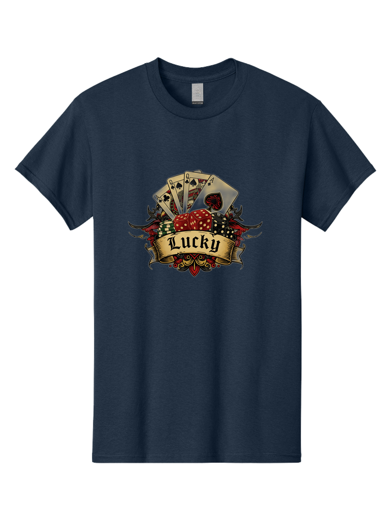 Lucky-1 Men'S Graphic Tee, 100% Cotton, Comfortable Casual Summer Wear, Machine Washable, Lucky Charm, Playing Cards, Poker Dice, Red Dice, Casino Luck, Gaming Good Fortune, Gambler'S Luck, Poker Game, Card Game Bae226 14