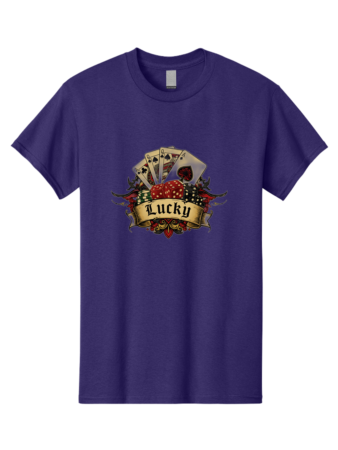 Lucky-1 Men'S Graphic Tee, 100% Cotton, Comfortable Casual Summer Wear, Machine Washable, Lucky Charm, Playing Cards, Poker Dice, Red Dice, Casino Luck, Gaming Good Fortune, Gambler'S Luck, Poker Game, Card Game Bae226 6